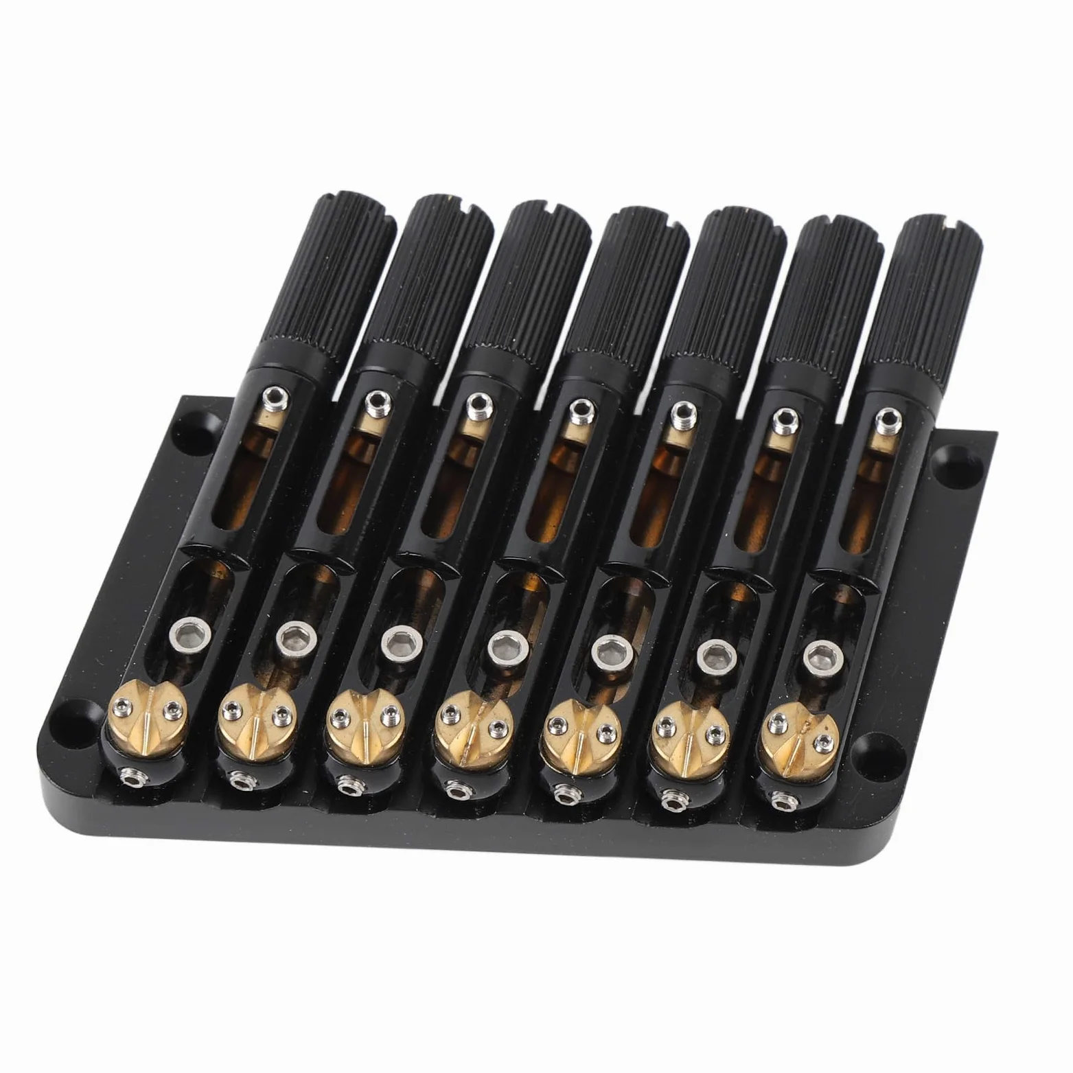 POENVFPO Sostituzione di Ponte di Chitarra Senza Testa, 7 Corde in Acciaio Legato e Ottone, Qualità Tonale e Suono Migliorata per Chitarra Elettrica (GA1127)
