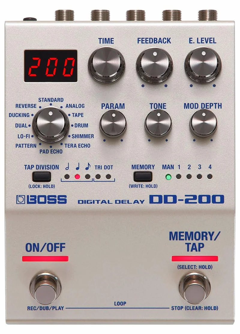 BOSS DD-200 Delay digitale, Suono di classe assoluta con conversione AD/DA a 32-bit, elaborazione a 32-bit in virgola mobile e frequenza di campionamento di 96 kHz