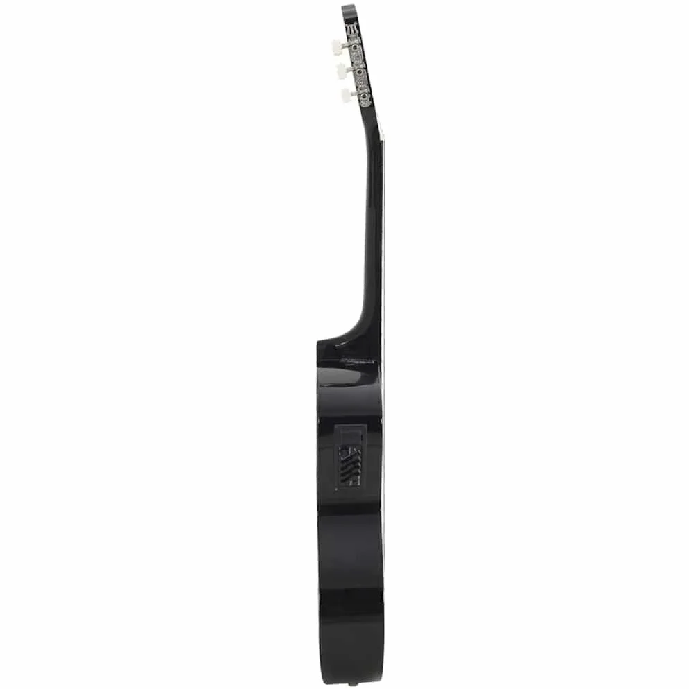 Set di 12 chitarre western con equalizzatore a 6 corde, nero, chitarra acustica Cutaway per principianti, insegnamento, con accordatore, capotasto, plettri, manovella per corde