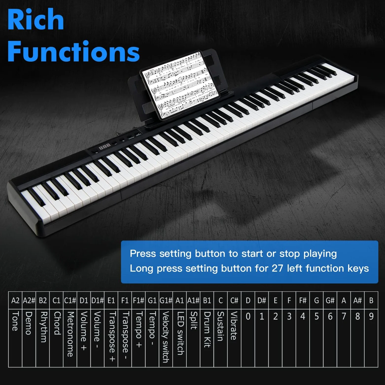 GYMAX Pianoforte Digitale a 88 Tasti, Tastiera a Grandezza Naturale, Pianoforte Elettrico Portatile con borsa, Ideale per Bambini e Adulti