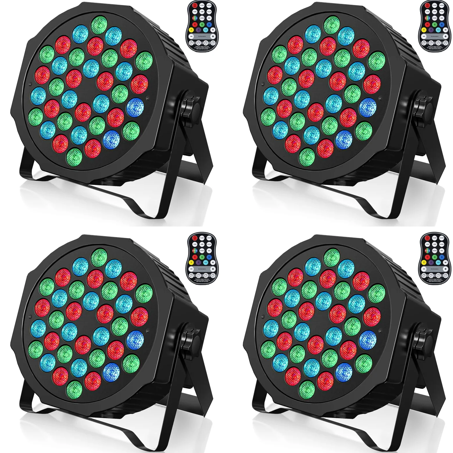 4PCS Par LED RGB Ricaricabile, 36 LED Luce di Scena 6000mAh Powercon Batterie con Telecomando e Attivazione Sonora, Illuminazione Palco per Discoteca Matrimonio Bar Festa Esterno