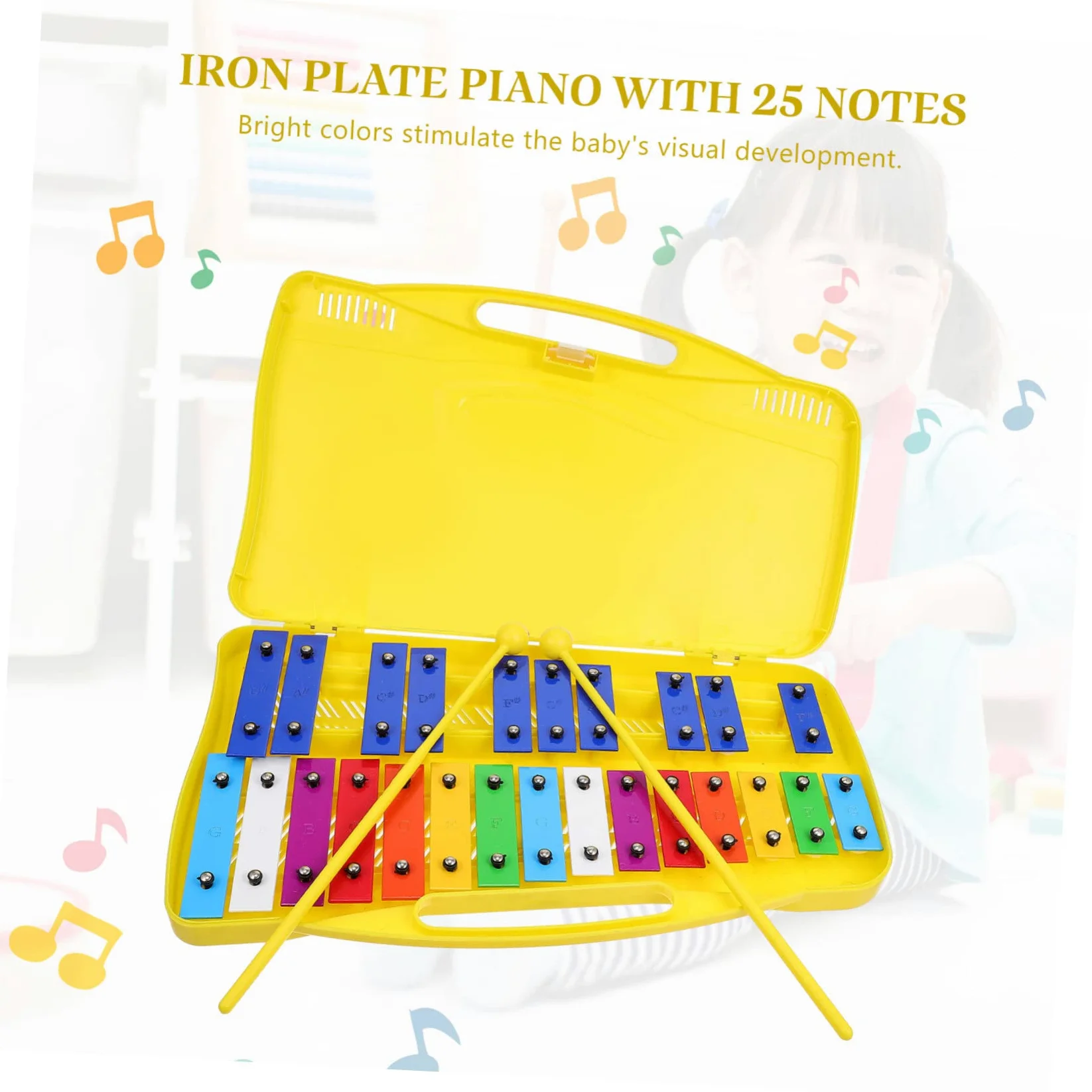 Metallofono a 25 Note in Lamiera di Ferro, Set 1 Pezzo, Blu per Bambini | Metallofono Note, Strumento Orff, Suono Chiaro, Delicato sulla Pelle, Gioco Educativo per Apprendimento Musicale