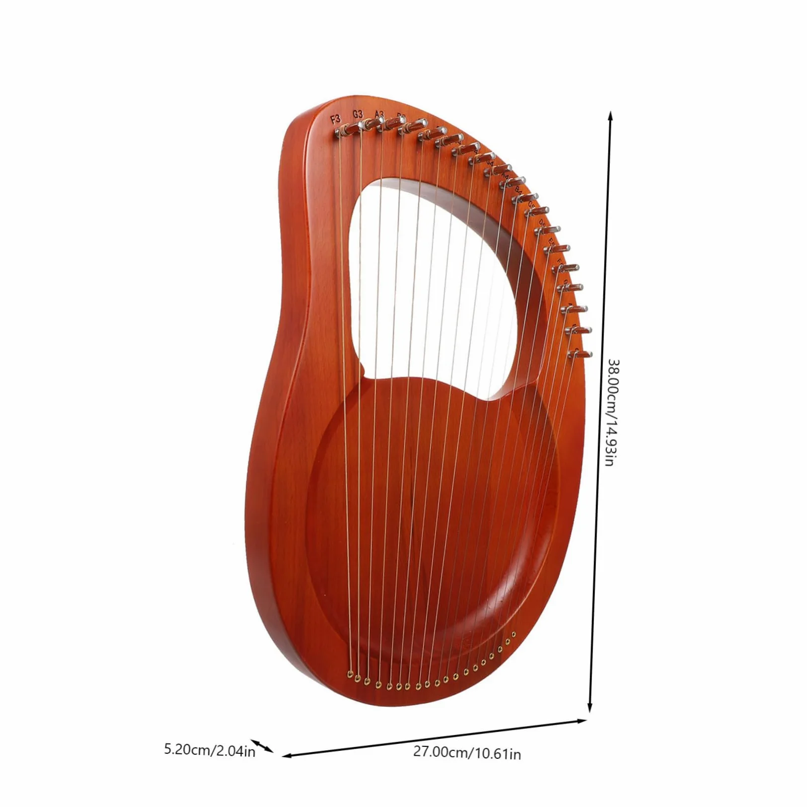 TOYANDONA Lira Portatile 19 Corde in Plastica Marrone Design Rilassante Due Plettri per Ragazzo Ragazza e Principianti Strumento Musicale Leggero e Compatto