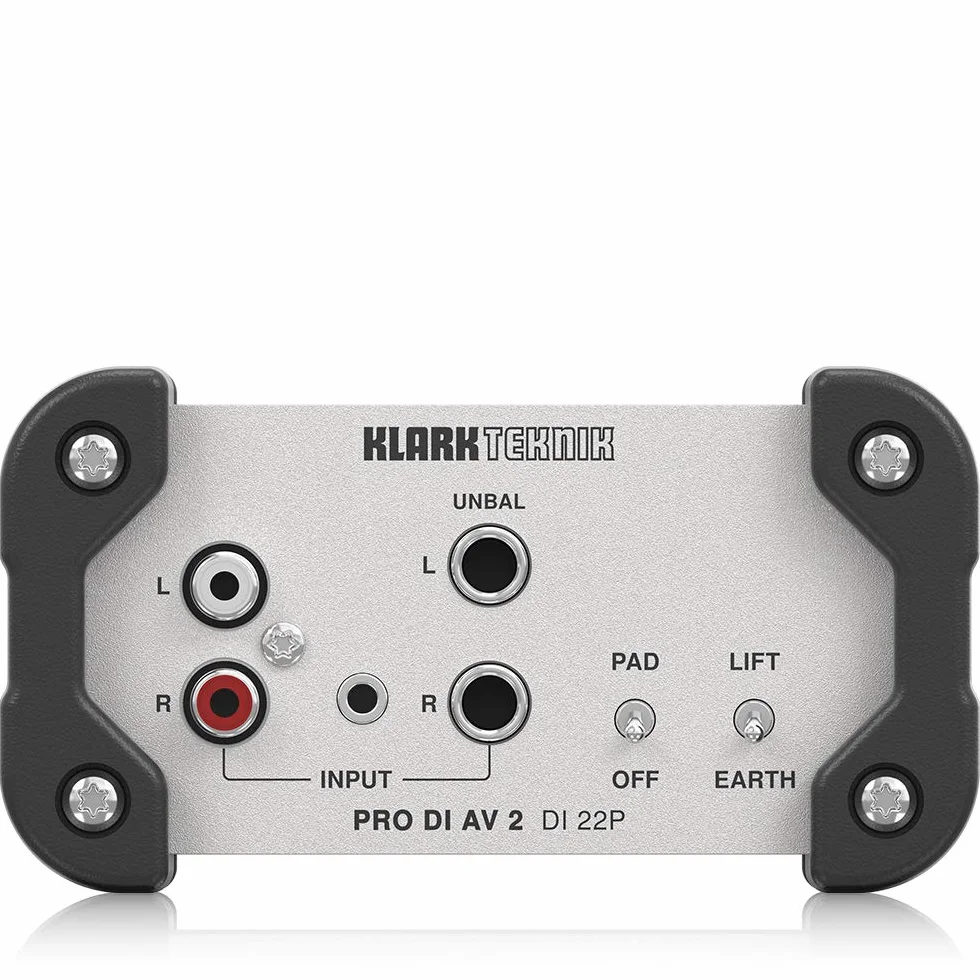 Klark Teknik PRO DI AV 2 DI 22P Stereo DI Box passivo con trasformatori Midas e gamma dinamica estesa