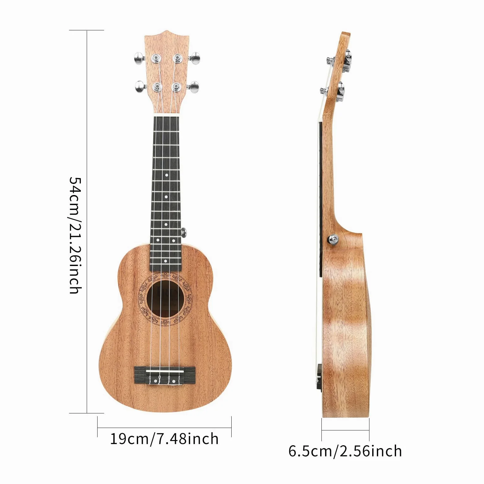 Ukulele, Kit per Principianti a 4 Corde in Legno di Mogano da 21 Pollici con Capotasti per Accordatore, Borsa Portatile, per Adulti e Bambini Principianti Che Viaggiano