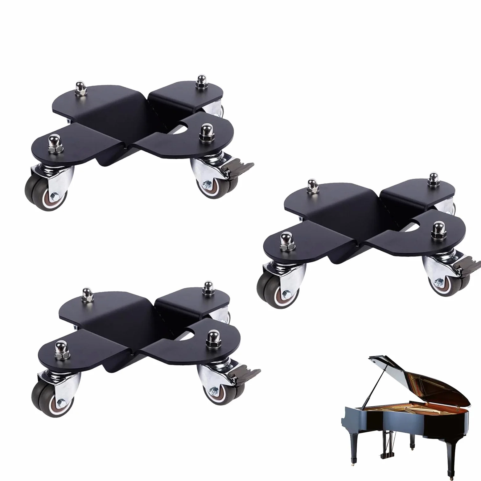 Base mobile universale resistente per pianoforte a coda, 4 ruote, piastra in acciaio ispessito, capacità di carico 800 kg, carrello per mobili per pianoforti ed elettrodomestici