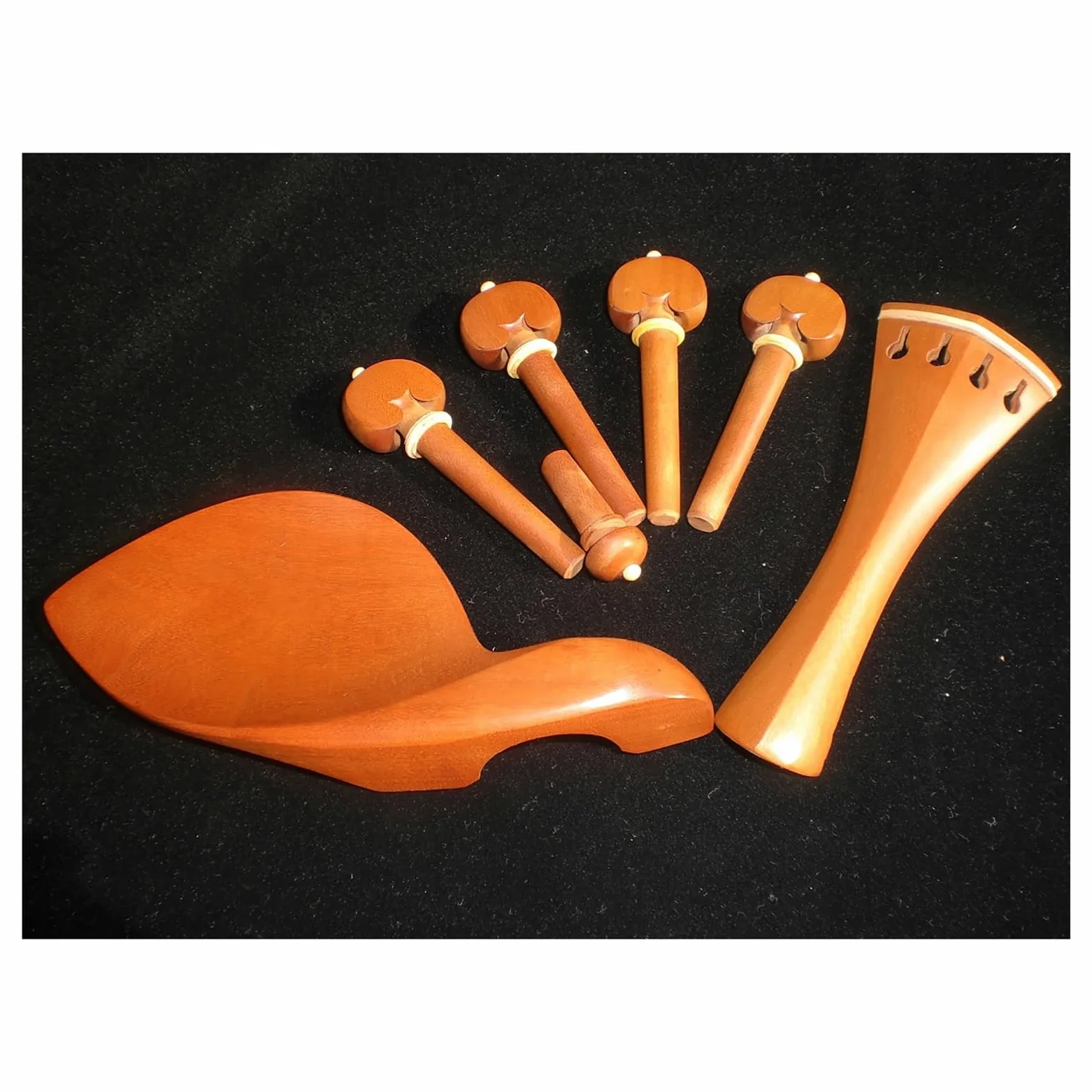 accessori per violino Set completo di accessori per violino Accordatori in legno di giuggiola Mentoniera Mandrino Cordiera Bottoni di coda Set completo intarsiato con corda di coda senza vite di bosso