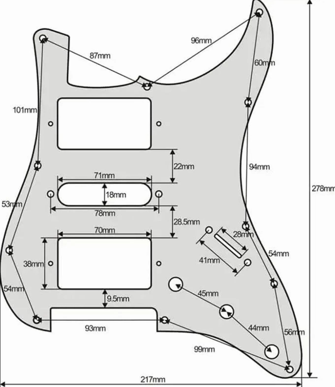 pickup per battipenna pre-cablato Caricato ST HSH Pickguard Mini Humbucker Pickup Ad Alto Rendimento Multi 4 Single Cut Switch 20 Toni Parti Di Chitarra Elettrica(3/4)