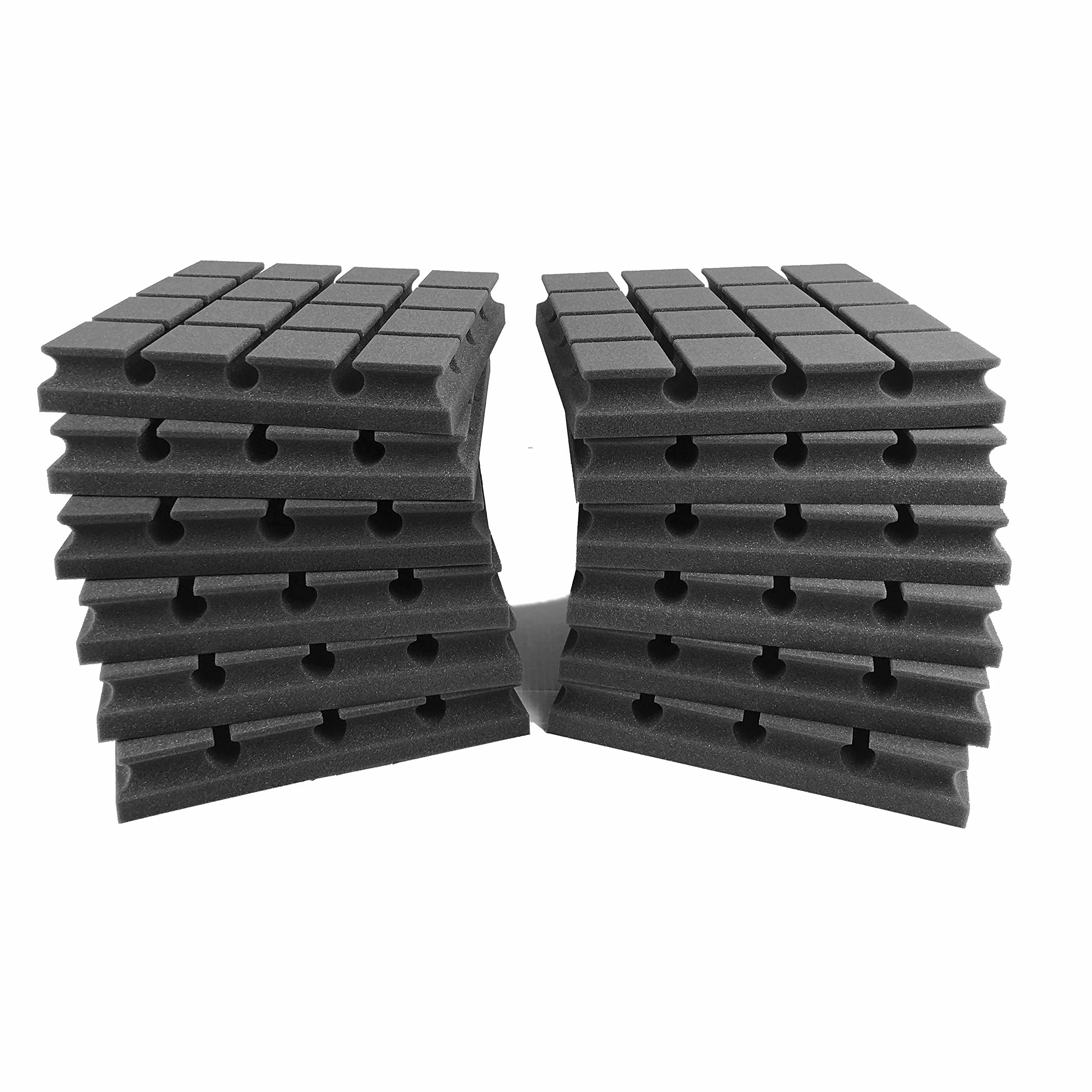 ACOUSPANEL Pannello Fonoassorbente con Cavità di Risonanza 12 Pannelli Fonoassorbenti 30x30x5 cm Pannelli Acustici Non Compresso Antracite