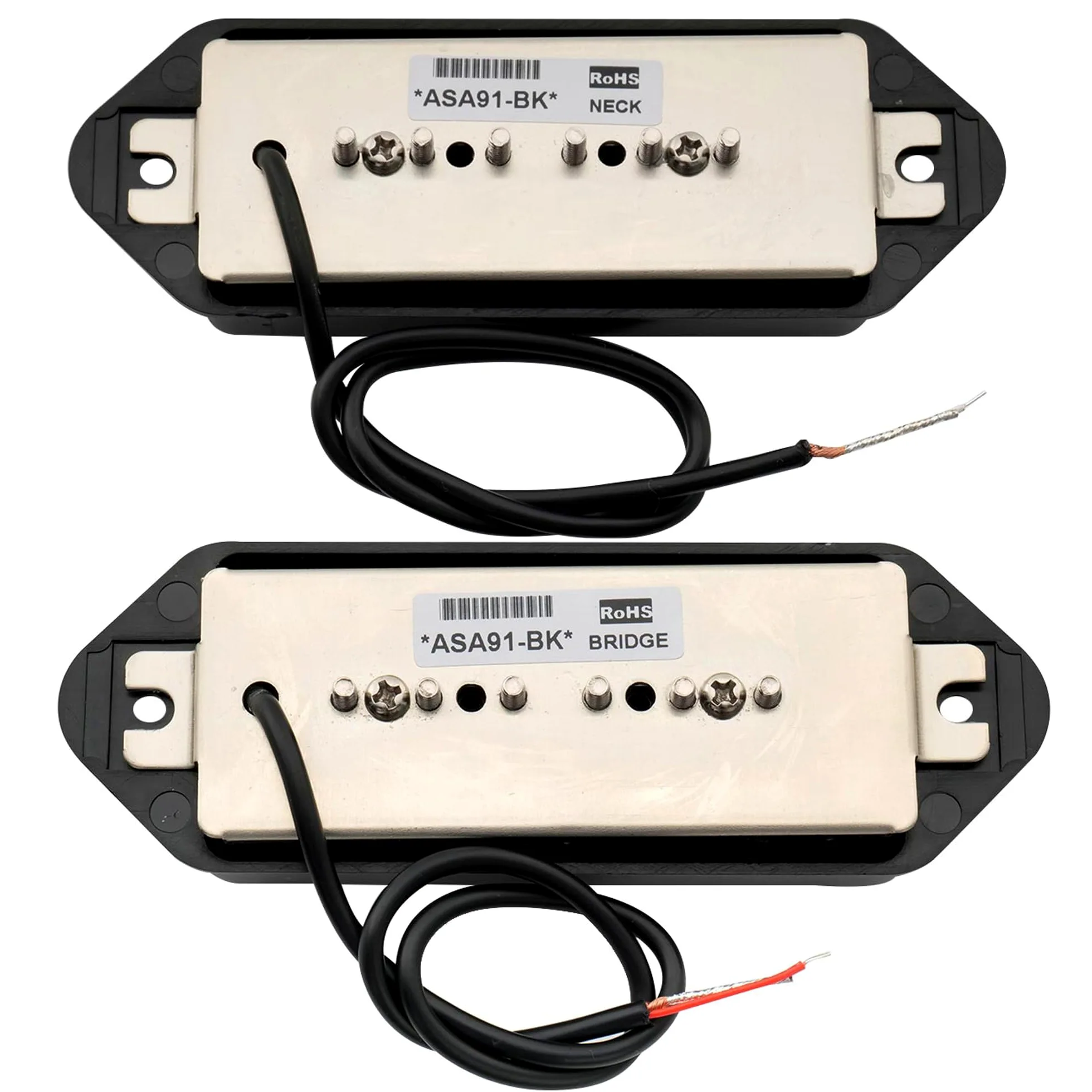 Artec ASA91 Alnico 5 P90 Dog Ear Set Pick Up Single Coil Manico Ponte Nero | per Chitarra Elettrica