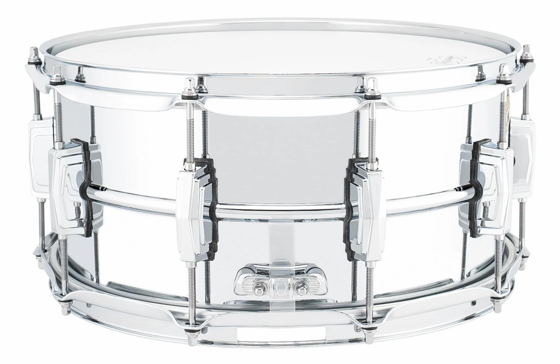 Ludwig LM402 - Tamburo rullante in alluminio cromato liscio, 6,5 x 14 cm, con alette imperiali e colino Supra Phonic