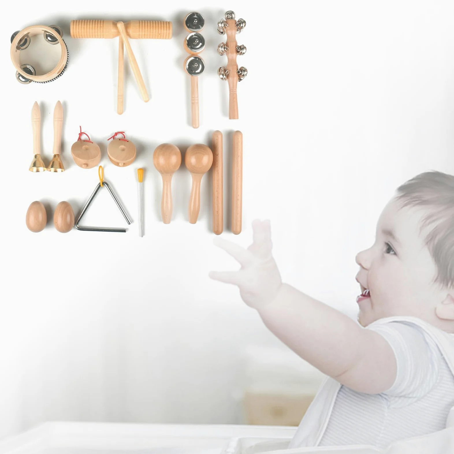 Set strumenti musicali in legno da 10 per bambini in età prescolare, giocattolo musicale per la prima educazione, giocattolo a percussione, per ragazzo e ragazza, set per la prima educazione