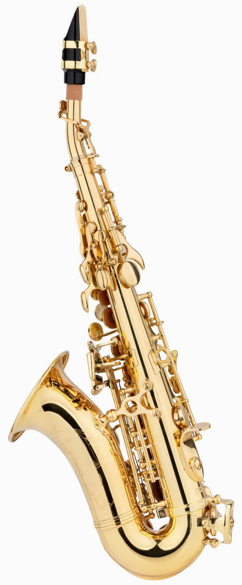LSS-20Lc Sassofono Soprano verniciato, Verniciato trasparente | Sassofono soprano curvo in ottone, Chiave alto-fa diesis, Chiave alto-sol, Suono potente e rotondo, Risposta rapida, Peso: 1
