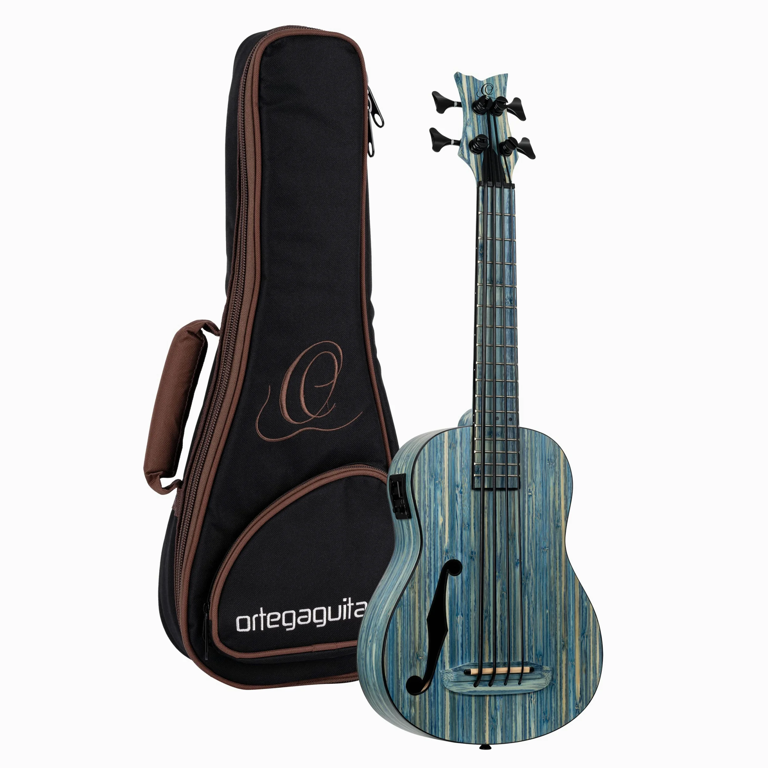 Ortega Guitars Travel Bass elettro-acustico - Bamboo Series - include Deluxe Gig Bag - bamboo/stone washed (RUSWB-UB)