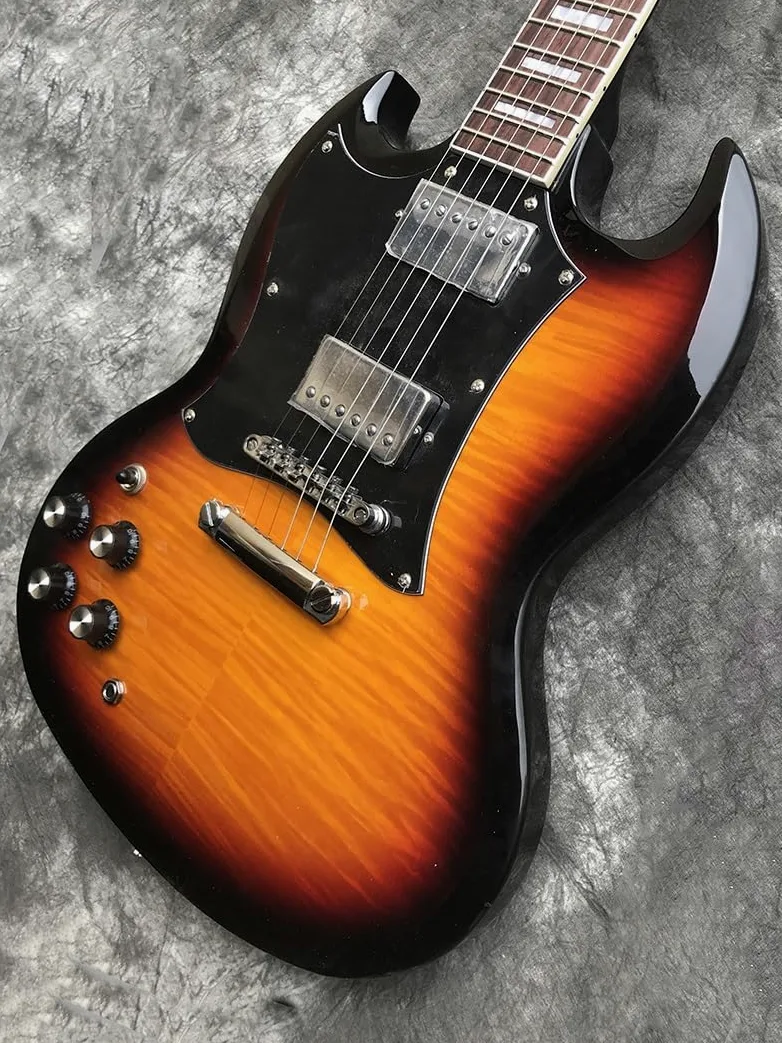 Chitarra elettrica personalizzata for mancini, chitarra con top in acero fiammato, corpo in mogano, tastiera in palissandro