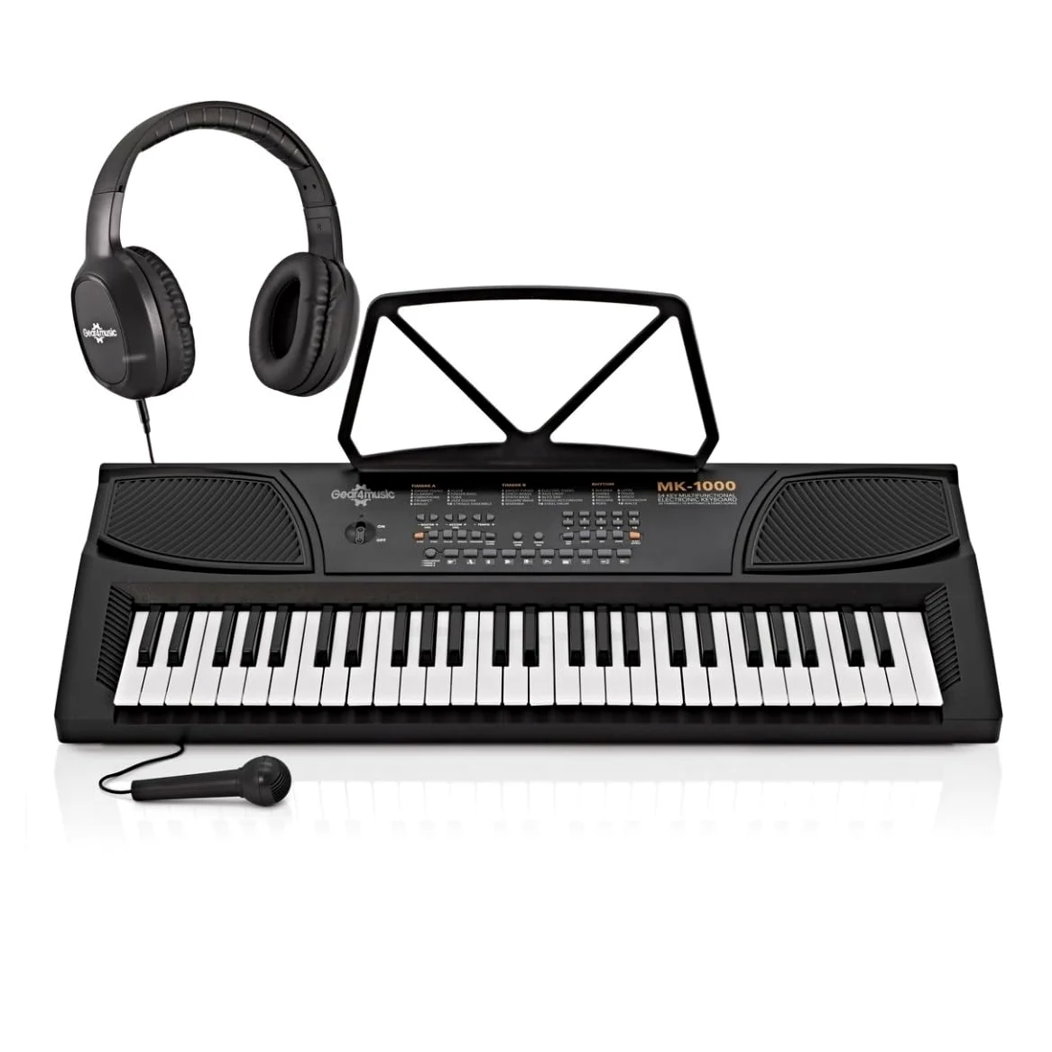 Gear4music Pianola per Scuola Media Tastiera Musicale Portatile per Bambini 5-10 Anni con Cuffie 54 Tasti | Per suonatori alle prime armi, 20 voci e 10 ritmi, funzione di insegnamento integrata, registrazione e riproduzione