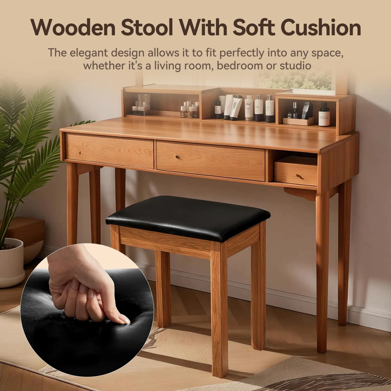 TERENCE Sgabello Pianoforte Pianoforte Panca Struttura in legno massello di alta qualità Capacità di carico superiore Cuscino sedile comodo e pratico Versatile per uso professionale e domestico