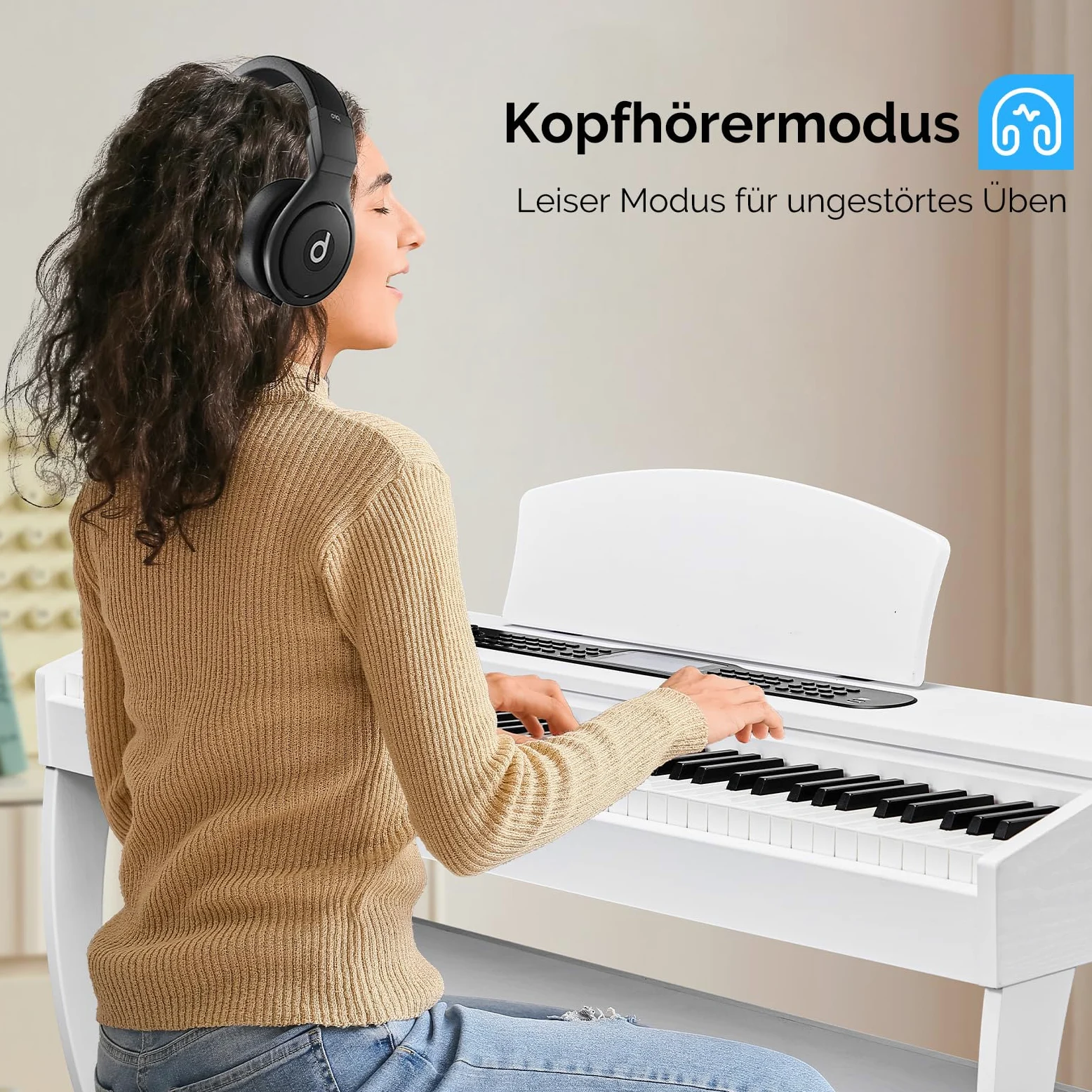 Bonnlo Pianofono digitale con 88 tasti ponderati, tastiera a 3 pedali per principianti, USB MIDI, doppio Bluetooth, display LCD, altoparlanti stereo, 800 suoni e 200 ritmi, bianco