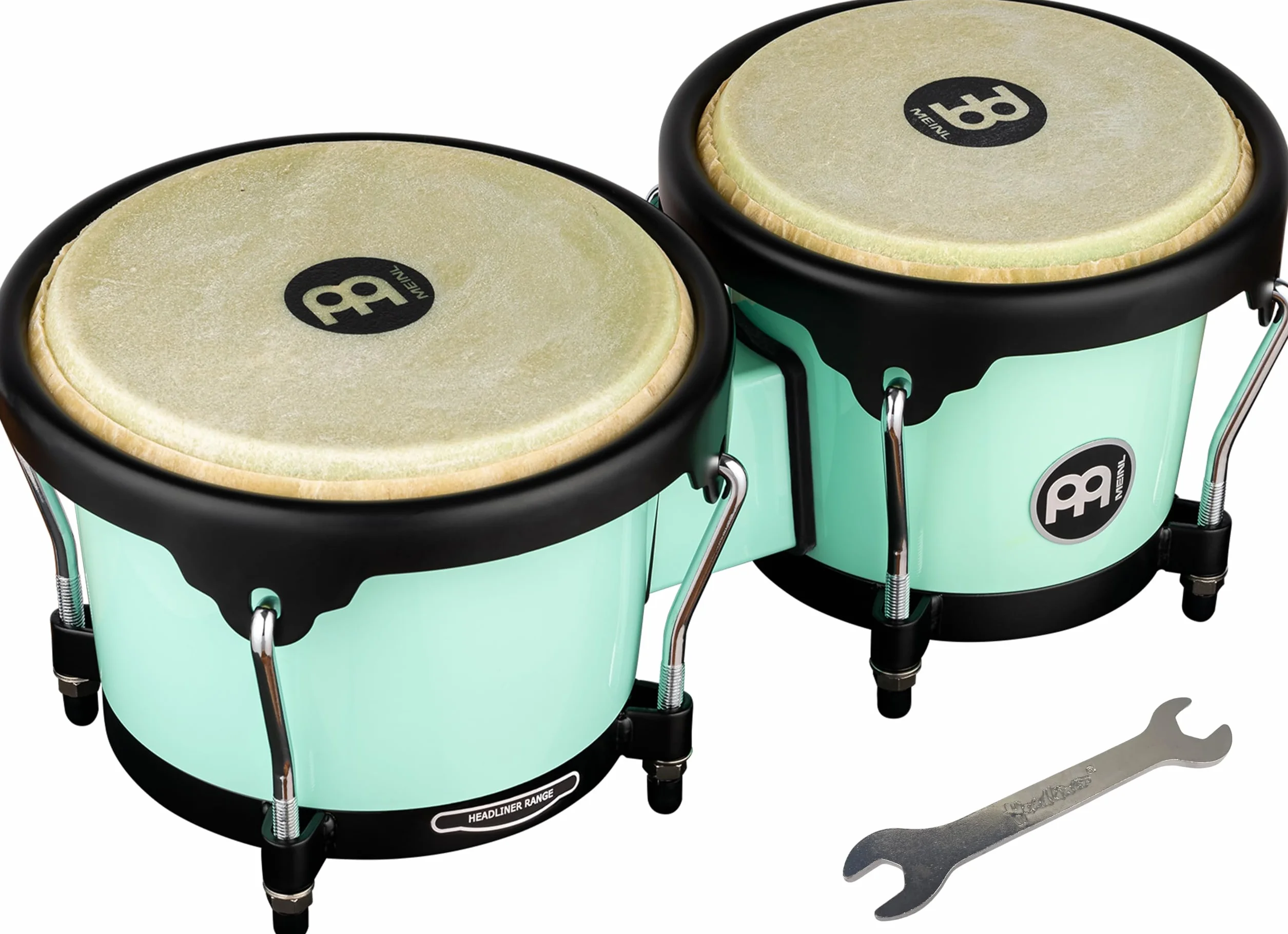Meinl Percussion Bongos Journey Series - 2 Tamburi a Mano da 6.5 e 7.5 Pollici - Chiave Accordatura Inclusa - Plastica ABS, Light Blue (HB50SF)