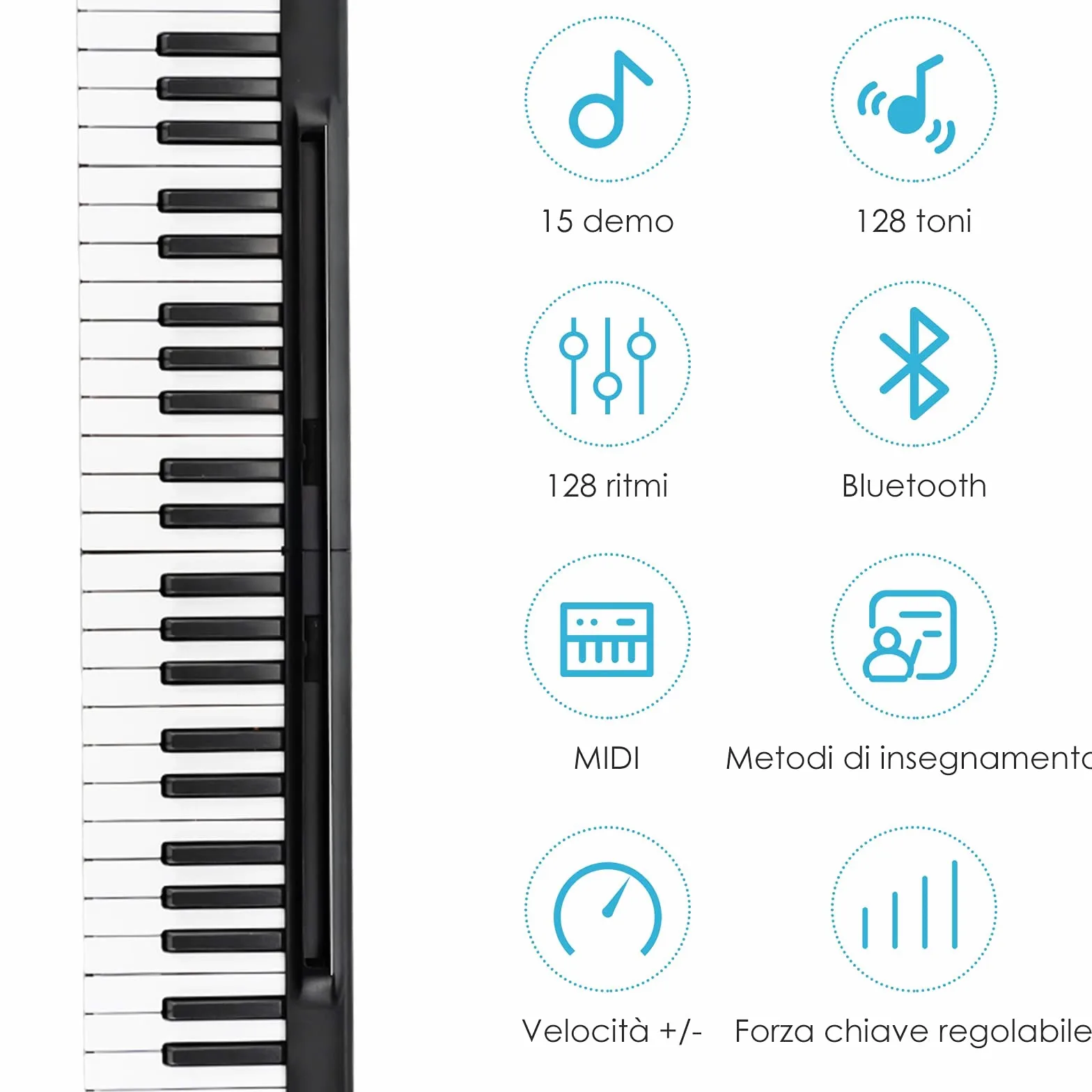 GYMAX Pianoforte Elettronico, Doppia Tastiera di 88 Tasti, 137x16,5x5cm (Nero)