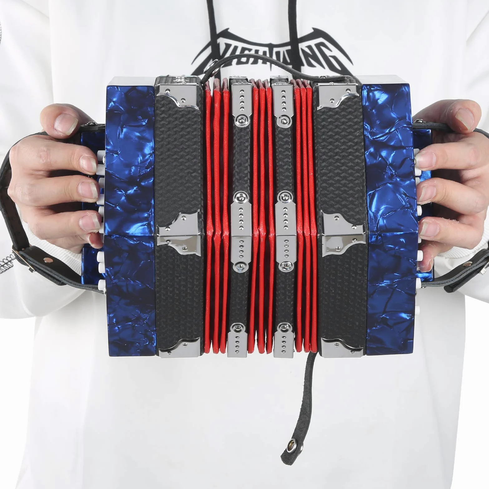 Farticella per cinturino a mano regolabile Sustvita, concertina professionale con design ergonomico, elegante borsa da trasporto e timbro ricco per musicisti (Royal Blue)
