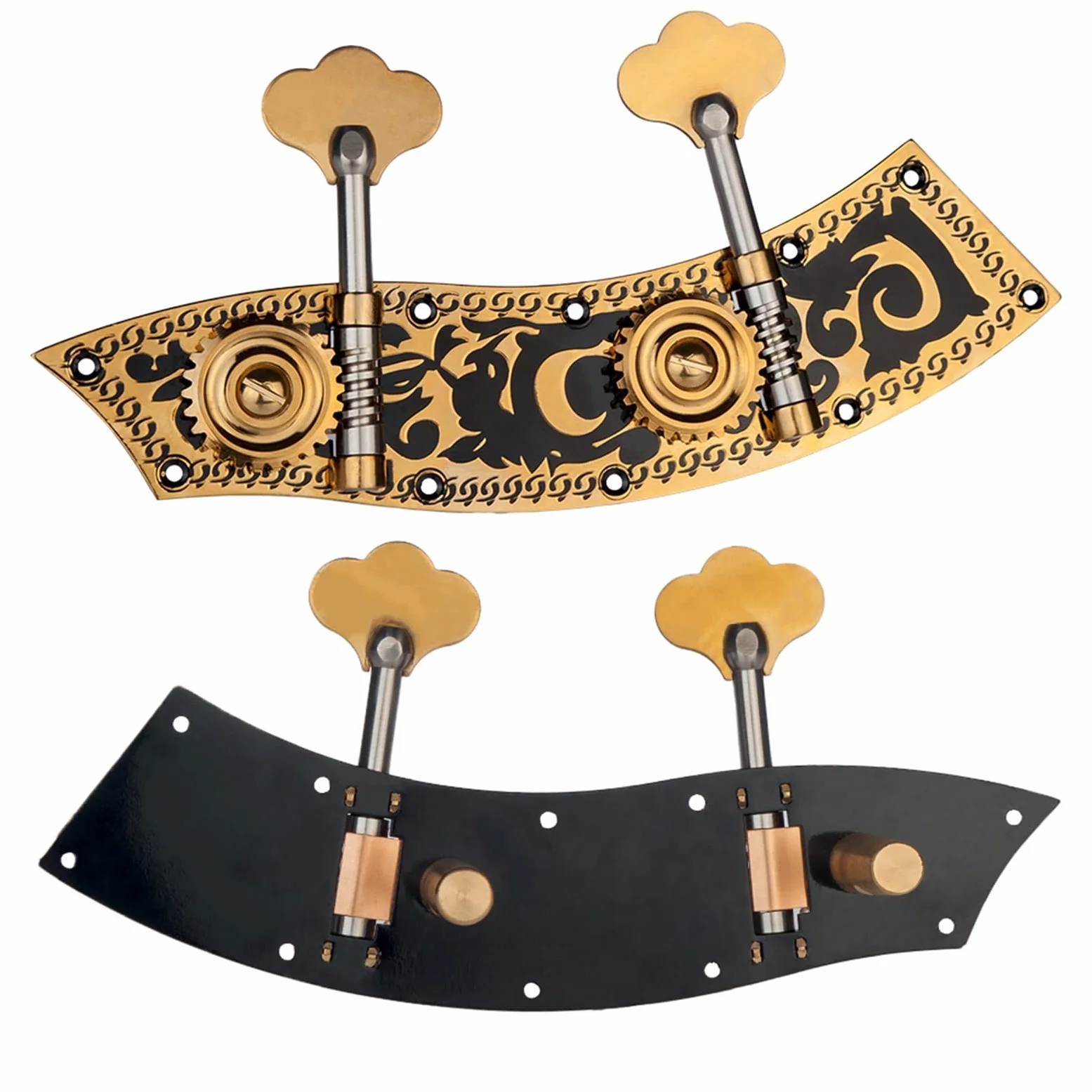 Meccanico accordatore Abbaviato Double Bass Dual Tuning Tuner Tuner Tester Machine Testa 2 Sinistra 2 Destra Per 4/4 3/4 Accessori Per Violino Doppio Basso