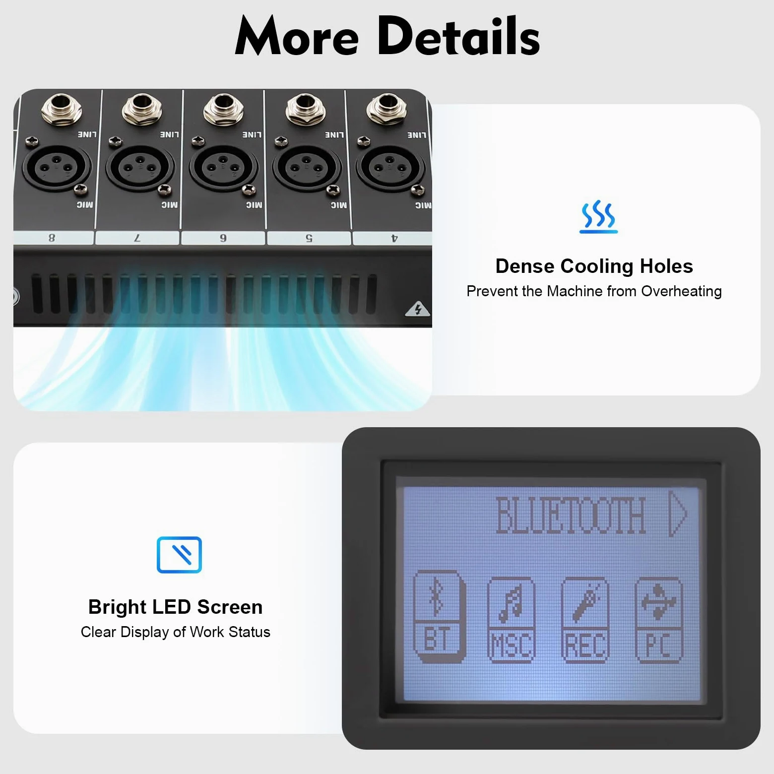 Mixer Audio Mixer 8 Canali Professionale con Bluetooth USB, Mixer 8 Ingressi Microfono Alimentazione Phantom 48V, Equalizzatore 3 Bande Fader Preciso per Karaoke Studio Scena