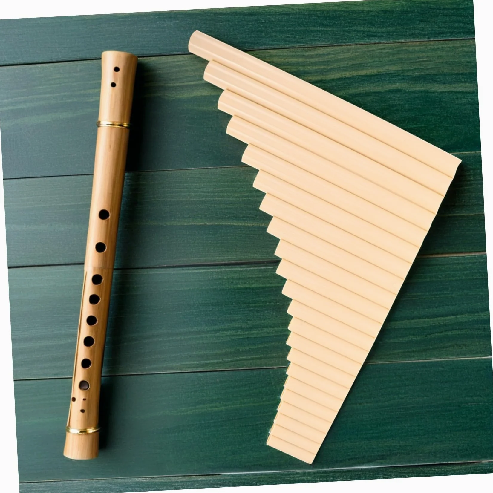 Flauto di Pan Tradizionale G 22 Tubi Beige per Esecuzione | Musica Folk e Palco, Plastico, Orientabile da Lato Sinistro o Destro, per Principianti e Professionisti