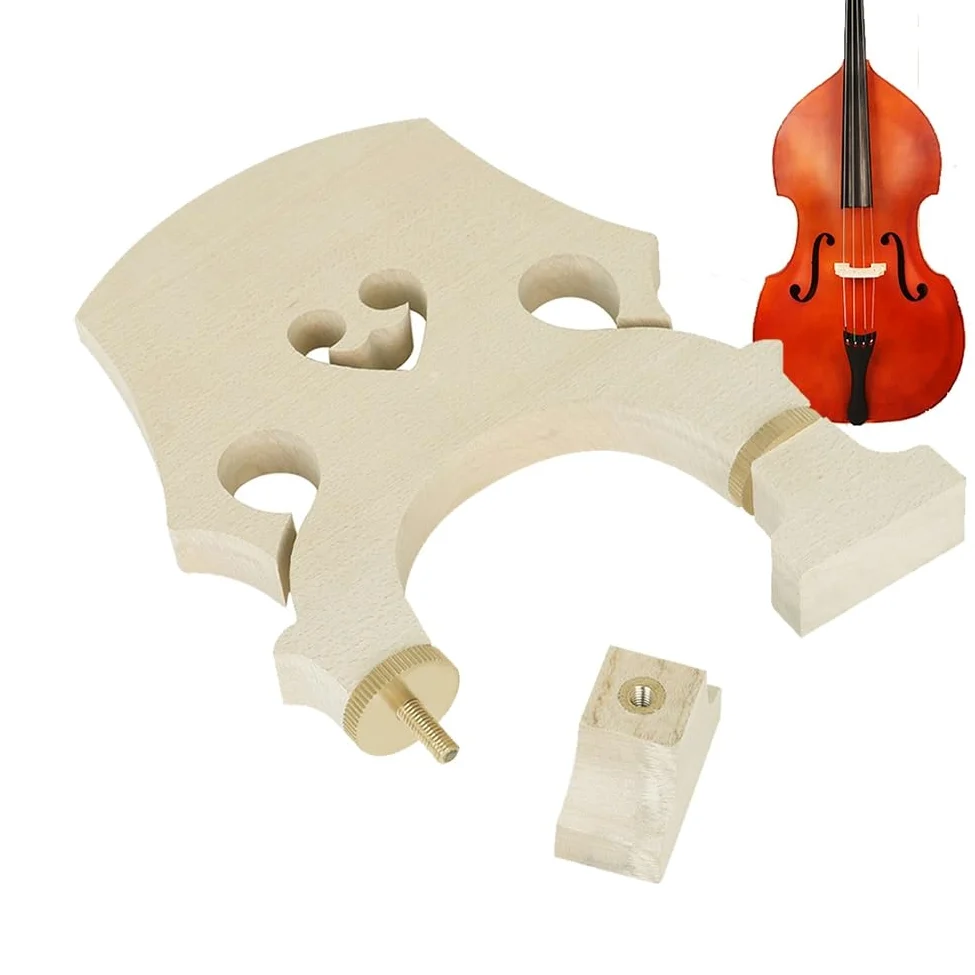 Ponte per Contrabbasso Regolabile Viti in Ottone in Legno di Acero Ponte per Contrabbasso 4/4 3/4 1/2 1/4 1/8 Accessori per Contrabbasso(4/4)