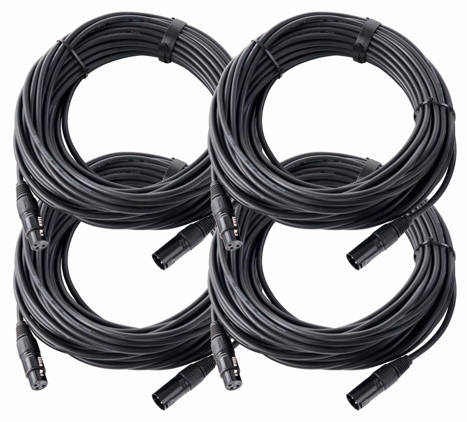 Pronomic Stage XFXM-20 Cavo Microfono XLR 20 m Nero Set da 4, 226 mm² | Connettori: XLR femmina 3 poli ? XLR maschio 3 poli, Lunghezza: 20m, Sezione conduttore: 0, 226 mm², Colore guaina: nero