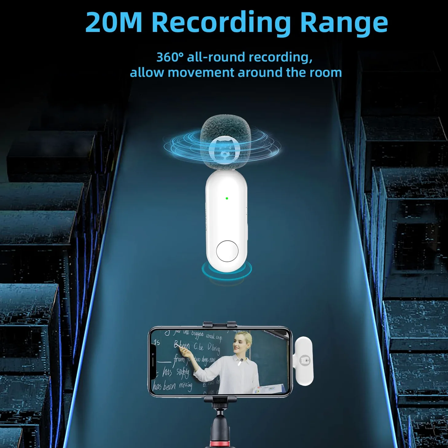 Lavalier - Microfono wireless per USB C Android, Plug & Play, microfono per Live Streaming YouTube, conferenze, automatico, con cuffie (1 to 1)