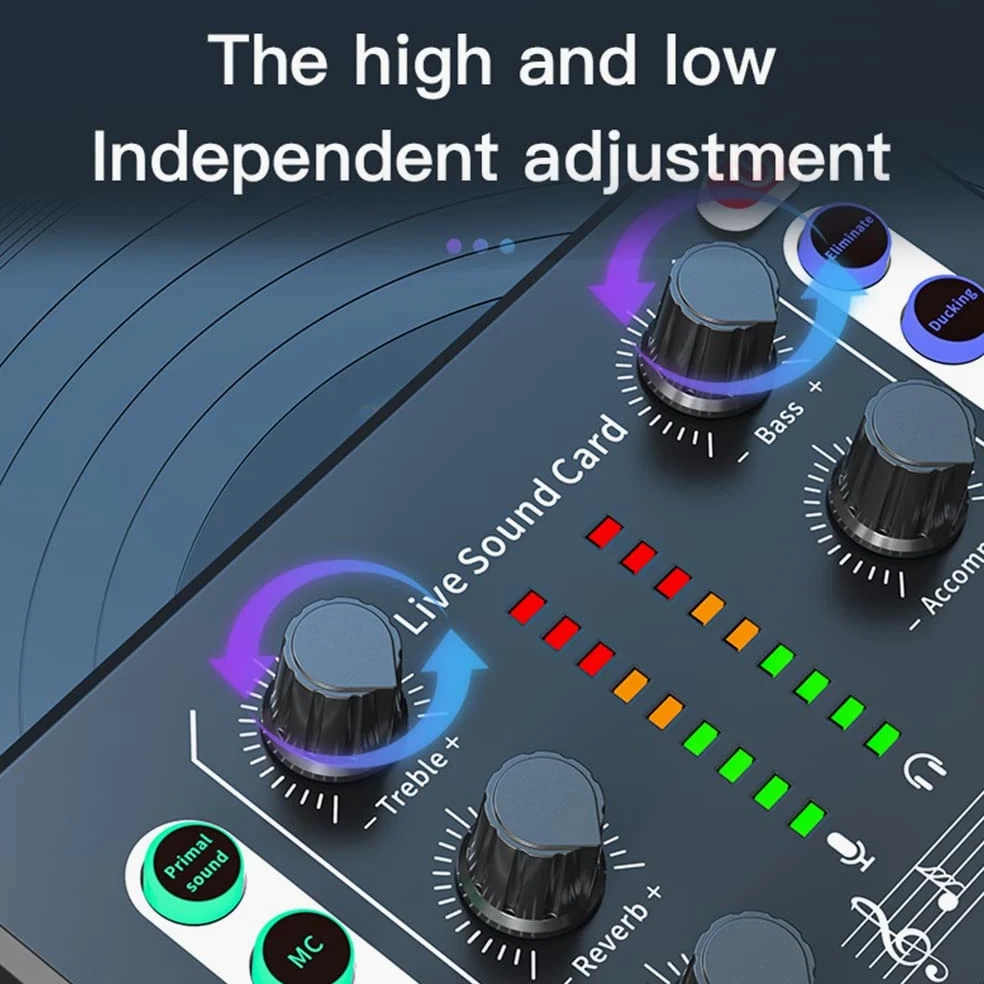 Scheda Mixer Audio Bluetooth Mini, Scheda Audio dal Vivo con Vari Effetti sonori, Scheda Audio Cambia Voce in Streaming Live per la Registrazione di Musica, Trasmissione di canti, Nero