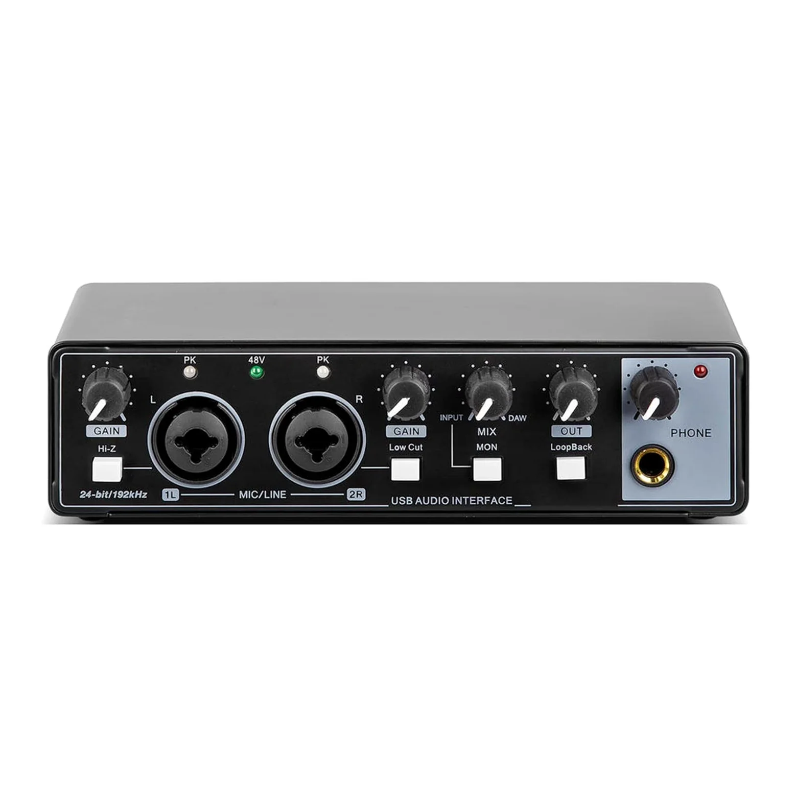 Mixer Audio, Scheda for studio di registrazione Apparecchiature Interfaccia USB for la registrazione con monitoraggio loopback 48V(Noir)