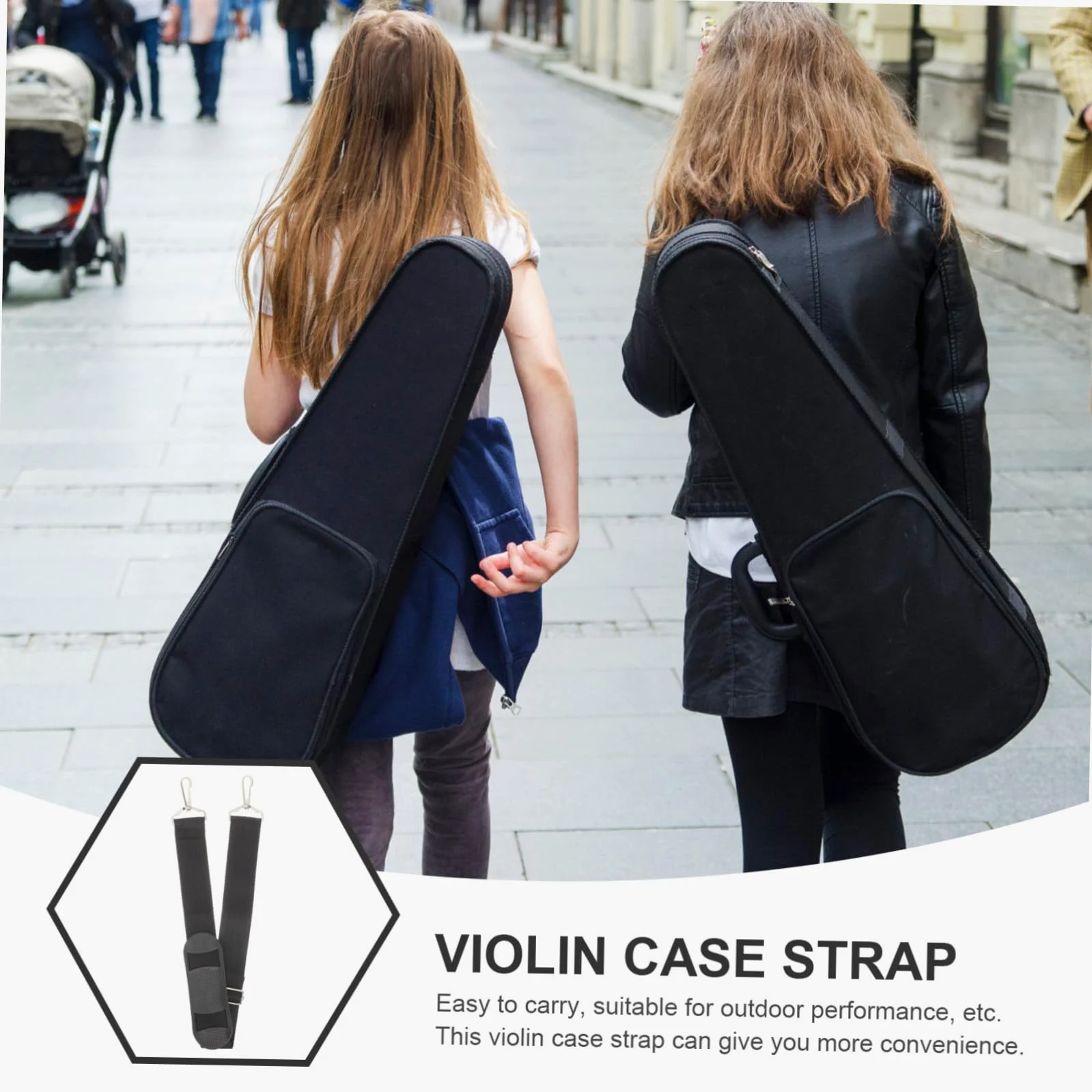2 Pezzi Tracolla per Custodia Violino Nero Regolabile Fibbia Metallica | Canvas Resistente allo Sporco, Pulizia Semplice, per Performance All'aperto, Accessorio in Coppia
