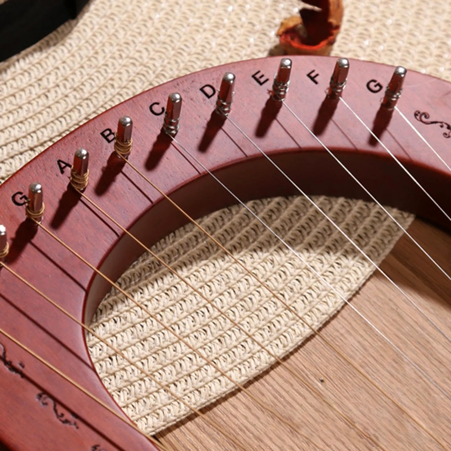 Arpa a lira, 10 corde in metallo, con bordi arrotondati, strumento | musicale in mogano per una presa più confortevole