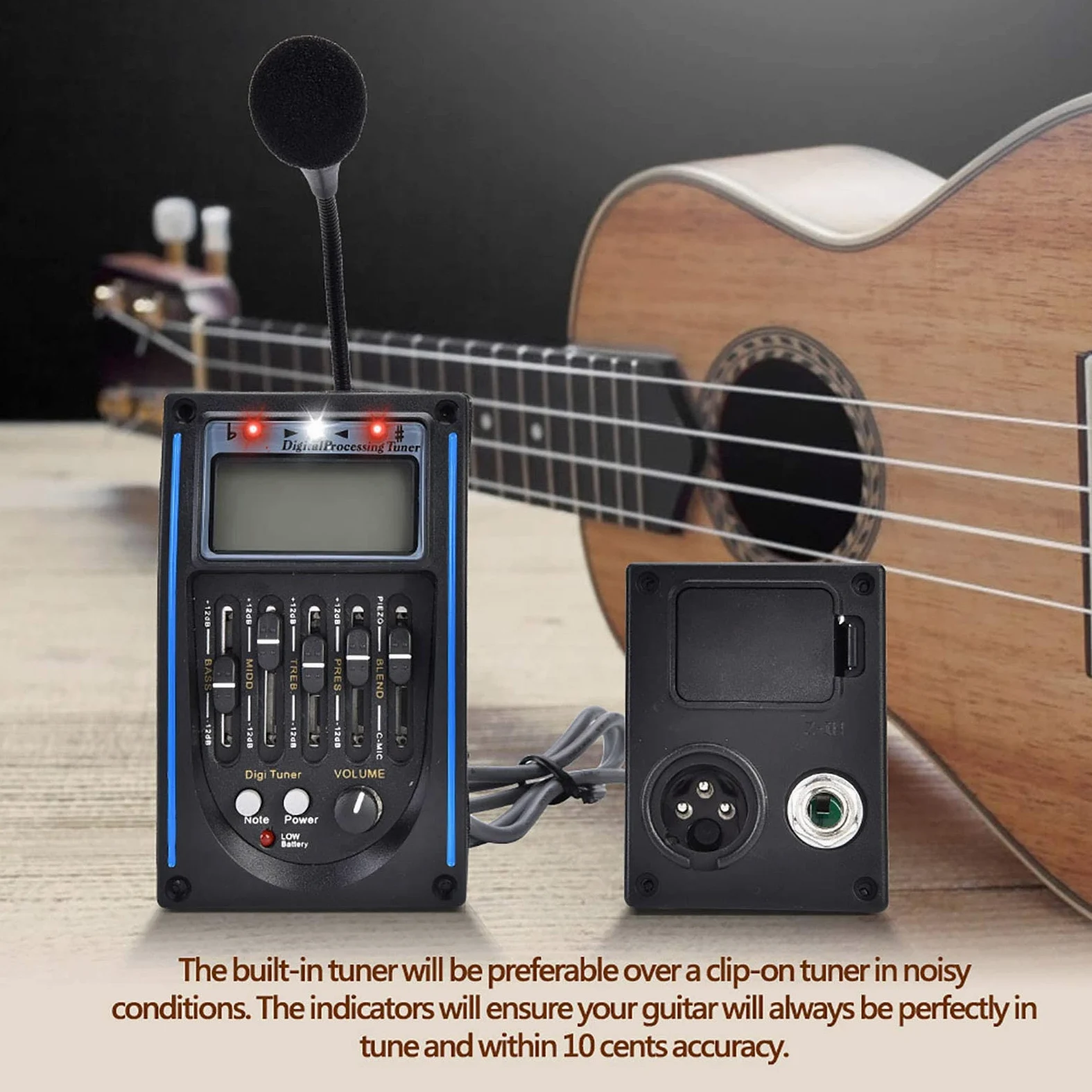 Bnineteenteam Pickup piezoelettrico EQ a 5 Bande con Microfono, Pickup sintonizzatore Digitale Semplice per Chitarra ed elettrica Raccogliere