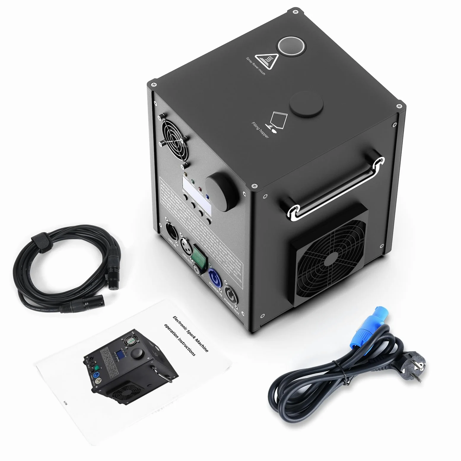 700W Macchine Pirotecniche con Flightcase, Macchina a Scintilla Fredda Display LCD d-mx512 con Telecomando per Bar Party Halloween Natale Matrimonio(2pcs Macchine con Flightcase)