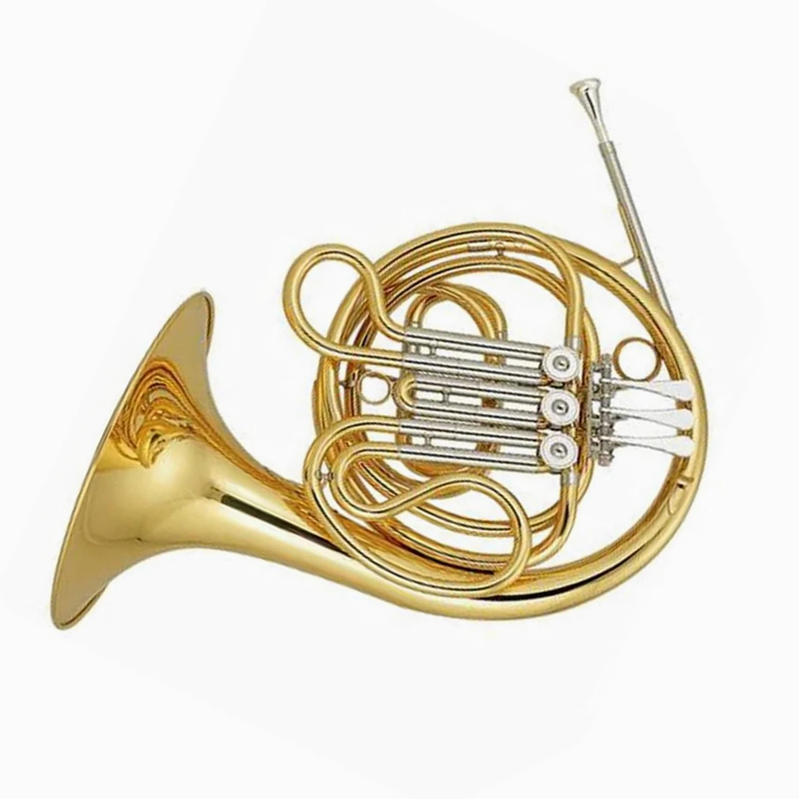 Corno francese Strumento musicale in corno francese con chiave in Mib/Fa laccato oro