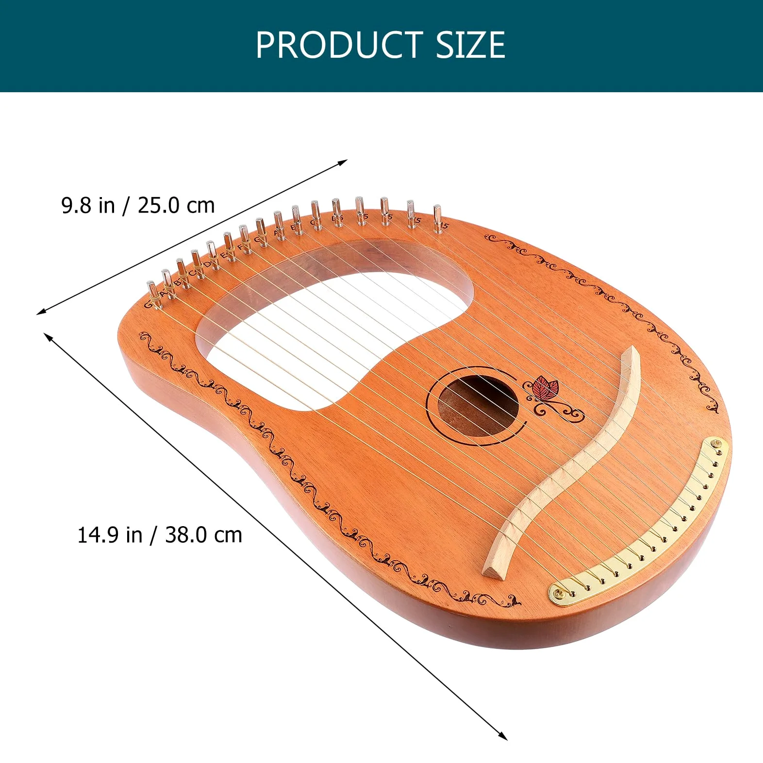 TOYANDONA Arpa Lira in Legno a 16 Corde Portatile Bordi Arrotondati, Strumento Musicale per Principianti, Regalo Creativo per Coltivare Interesse Musicale e Intrattenimento