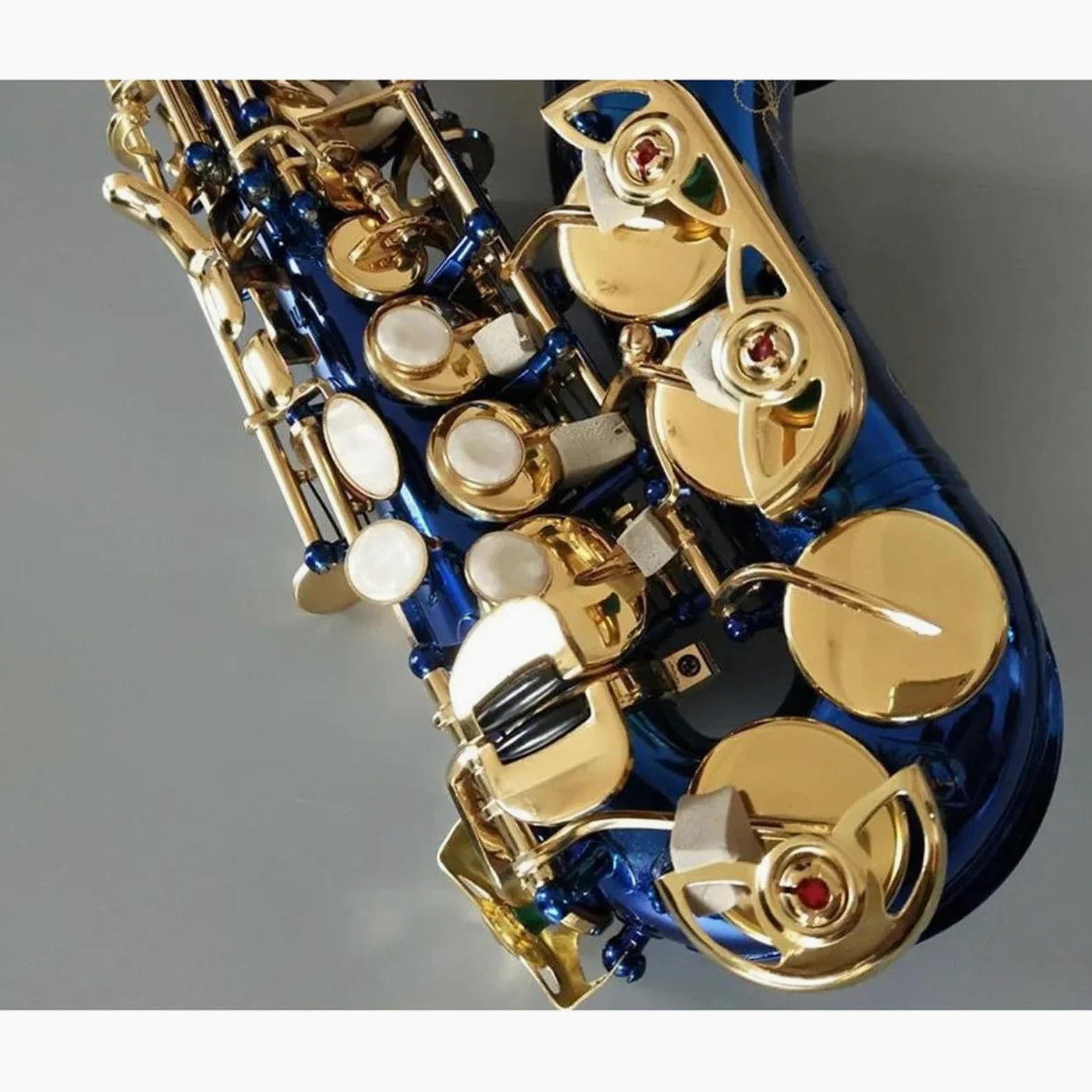 sassofono Sassofono Soprano Curvo Blu B Piatto In Ottone Nero Oro Sax Con Custodia Per Bocchino