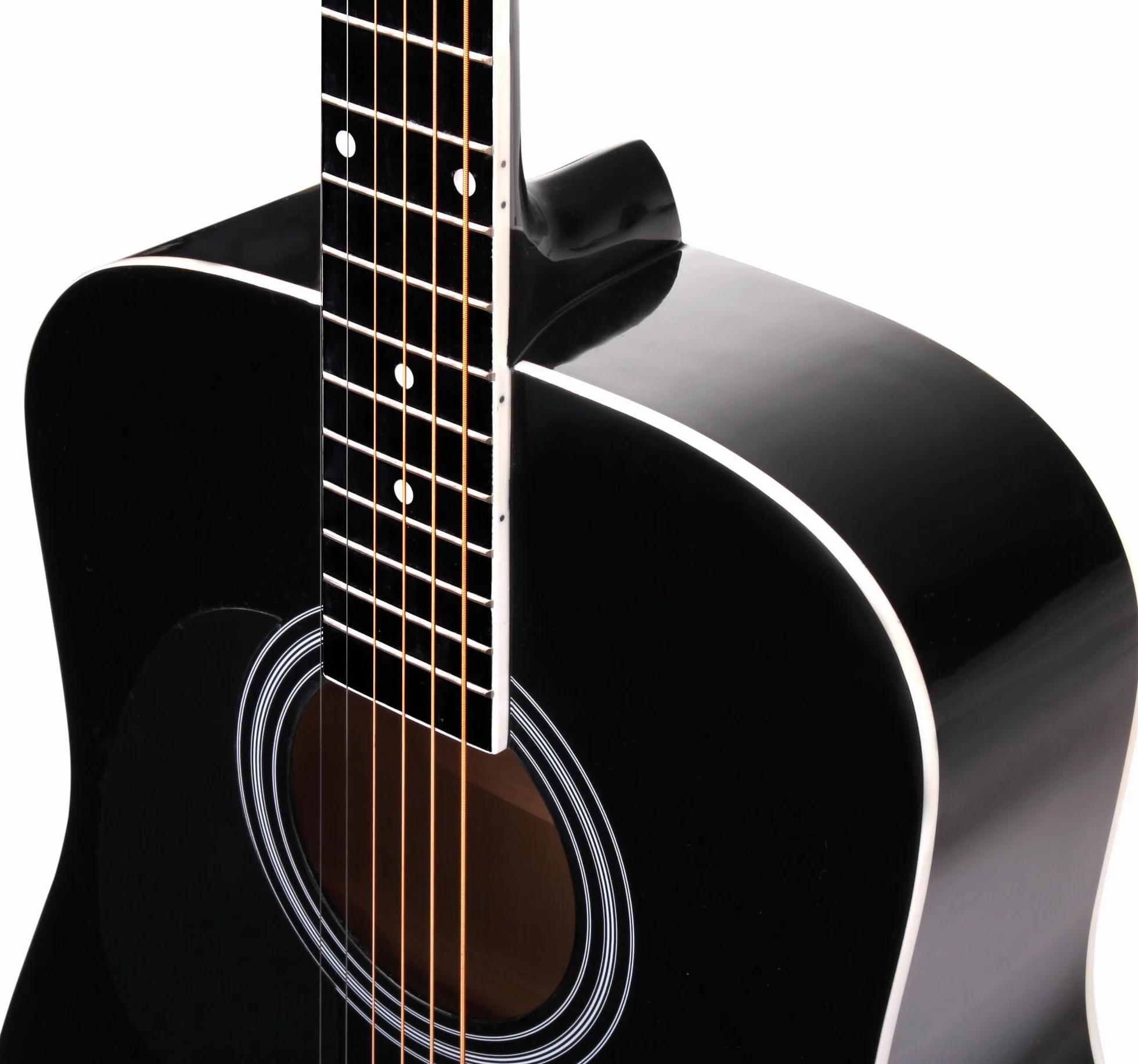 Classic Cantabile WS-10BK-LH Chitarra Acustica Western Nera Modello Mancino | Stile Dreadnought, 6 Corde, 20 Tasti, Ponticelli: Nickel Argento, Tavola, Fondo, Fasce: Tiglio Laminato, Tastiera, Scala: 64