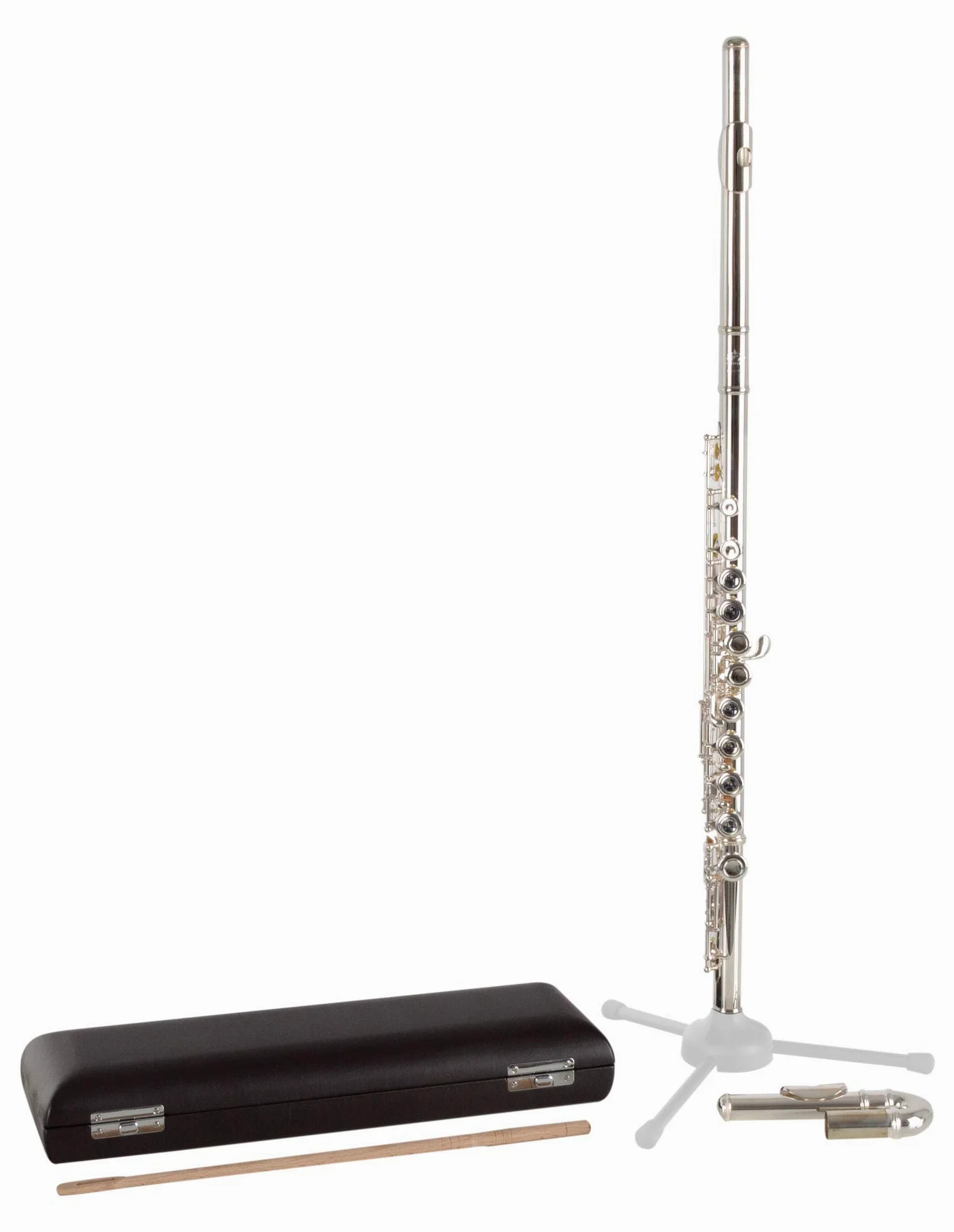 Flauto Traverso Lechgold FL-19/2U, Flauto traverso in 3 pezzi, Testa dritta | Testa curva a forma di U, Completamente argentato, Intero flauto in nickel silver, Piede in C, Chiavi chiuse, Meccanica E