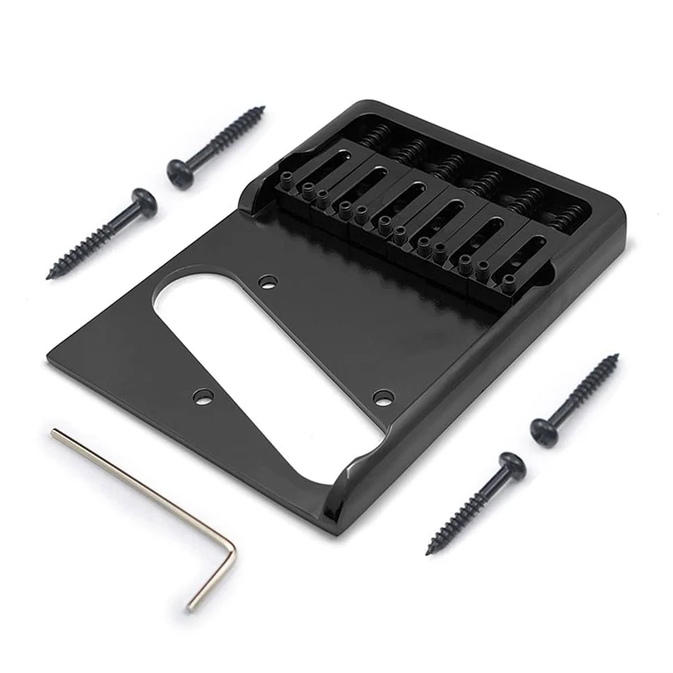 Ponte per chitarra in ottone, design asimmetrico, per chitarra elettrica stile Telecaster, con 6 selle regolabili e spaziatura precisa delle corde, finitura dorata (oro)