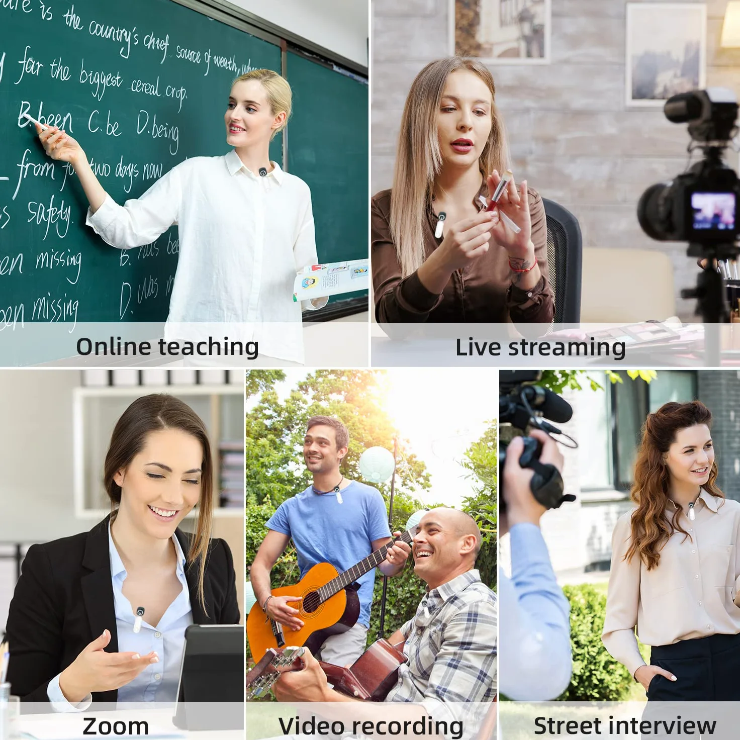 Lavalier - Microfono wireless per USB C Android, Plug & Play, microfono per Live Streaming YouTube, conferenze, automatico, con cuffie (1 to 1)