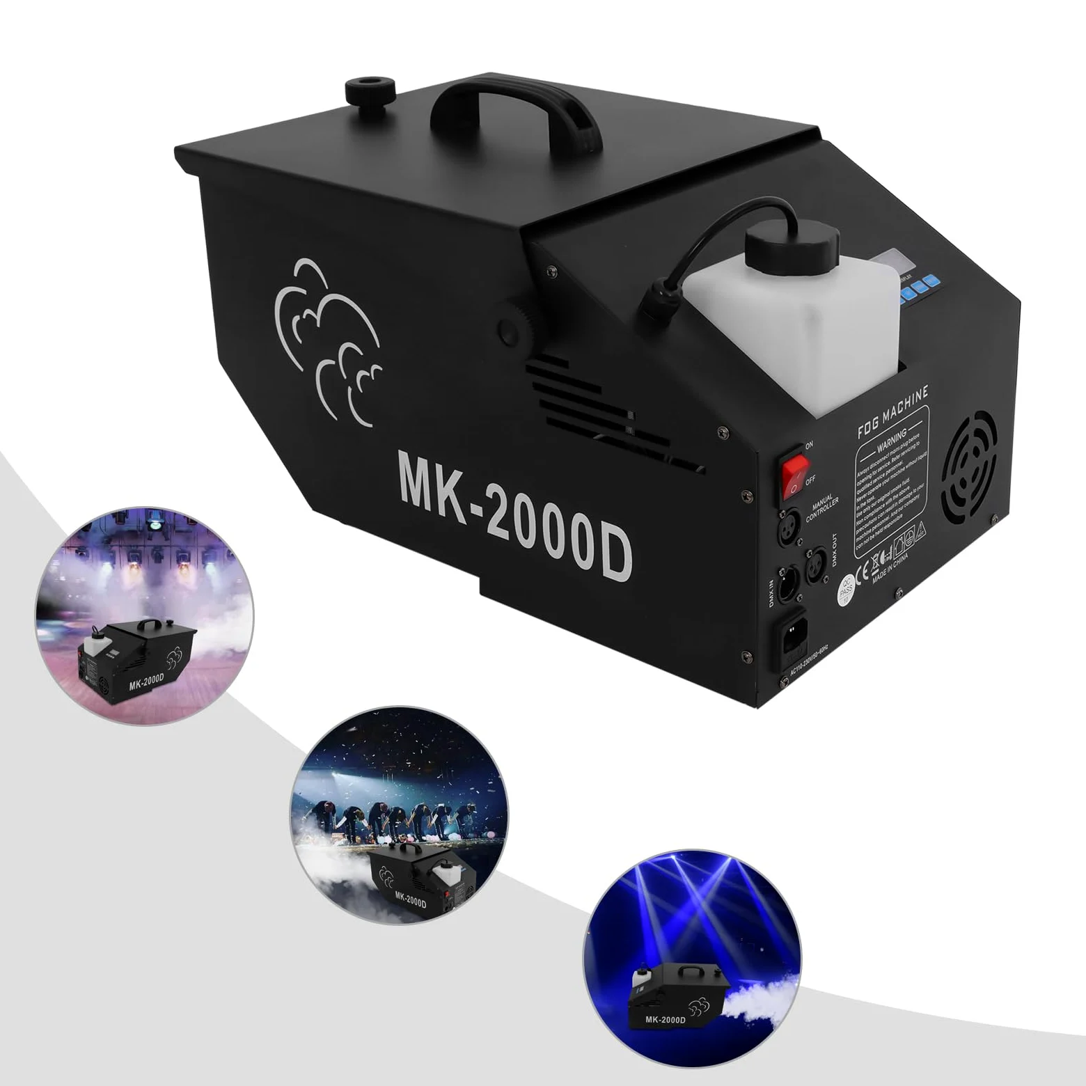 DMX - Macchina per fumo, 0,5 l, per palcoscenico, nebbia, 1200 W, con telecomando senza fili, per feste, Halloween, matrimoni, Natale, spettacoli
