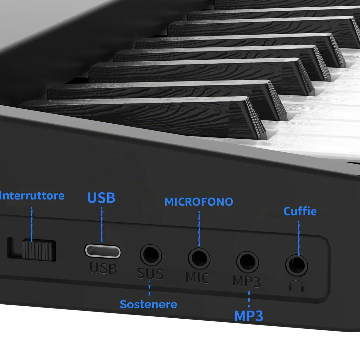Pianola per Scuola Media，Tastiera 61 Tasti，Pieghevole Tastiera Elettronica Portatile, con Tasti a Grandezza Standard Leggio Pedale Sustain MIDI Bluetooth e Borsa