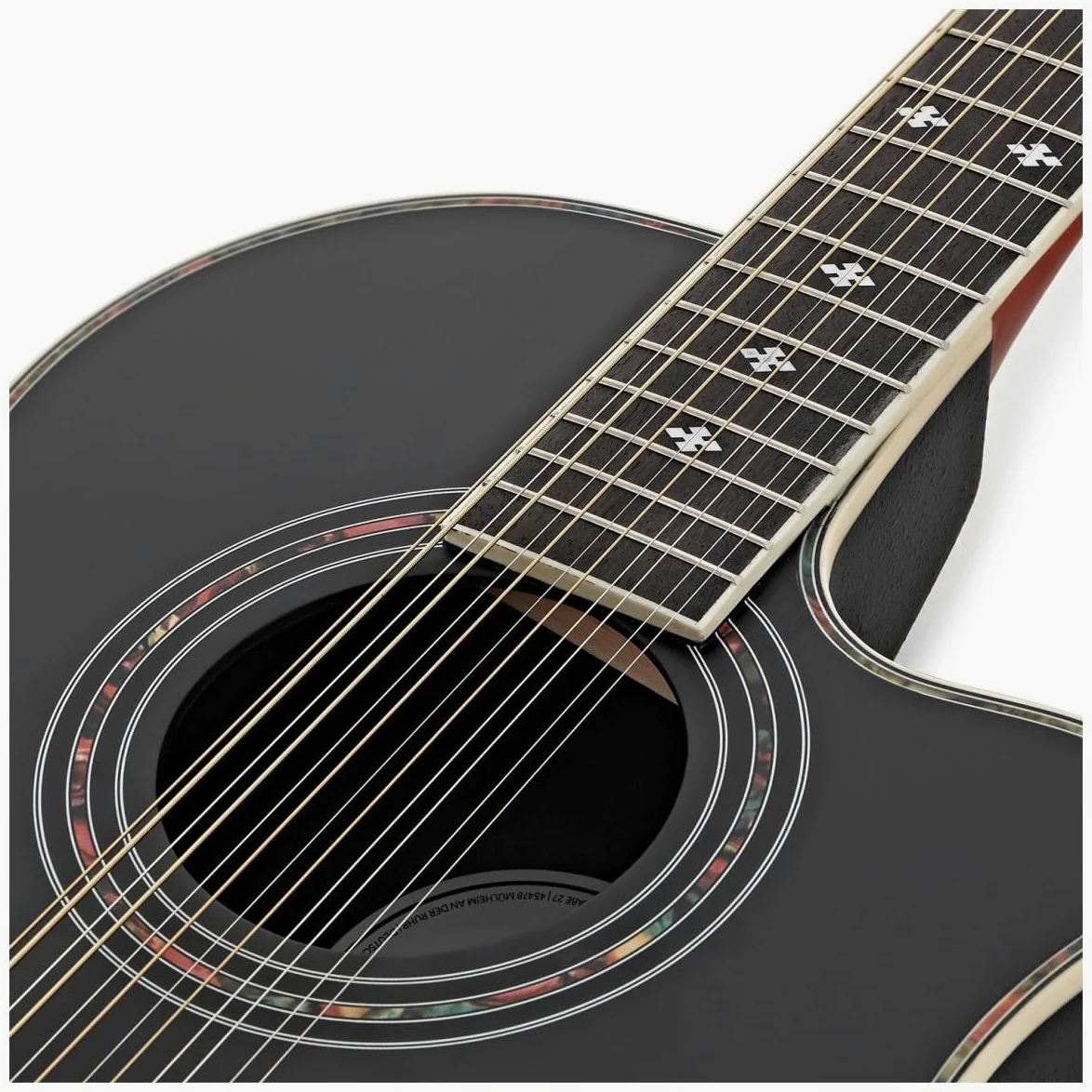 Chitarra elettroacustica a 12 corde Roundback di Gear4music, nero | Accordatore e controlli tono integrati, corpo ABS roundback per comfort e proiezione, suono iconico 12 corde