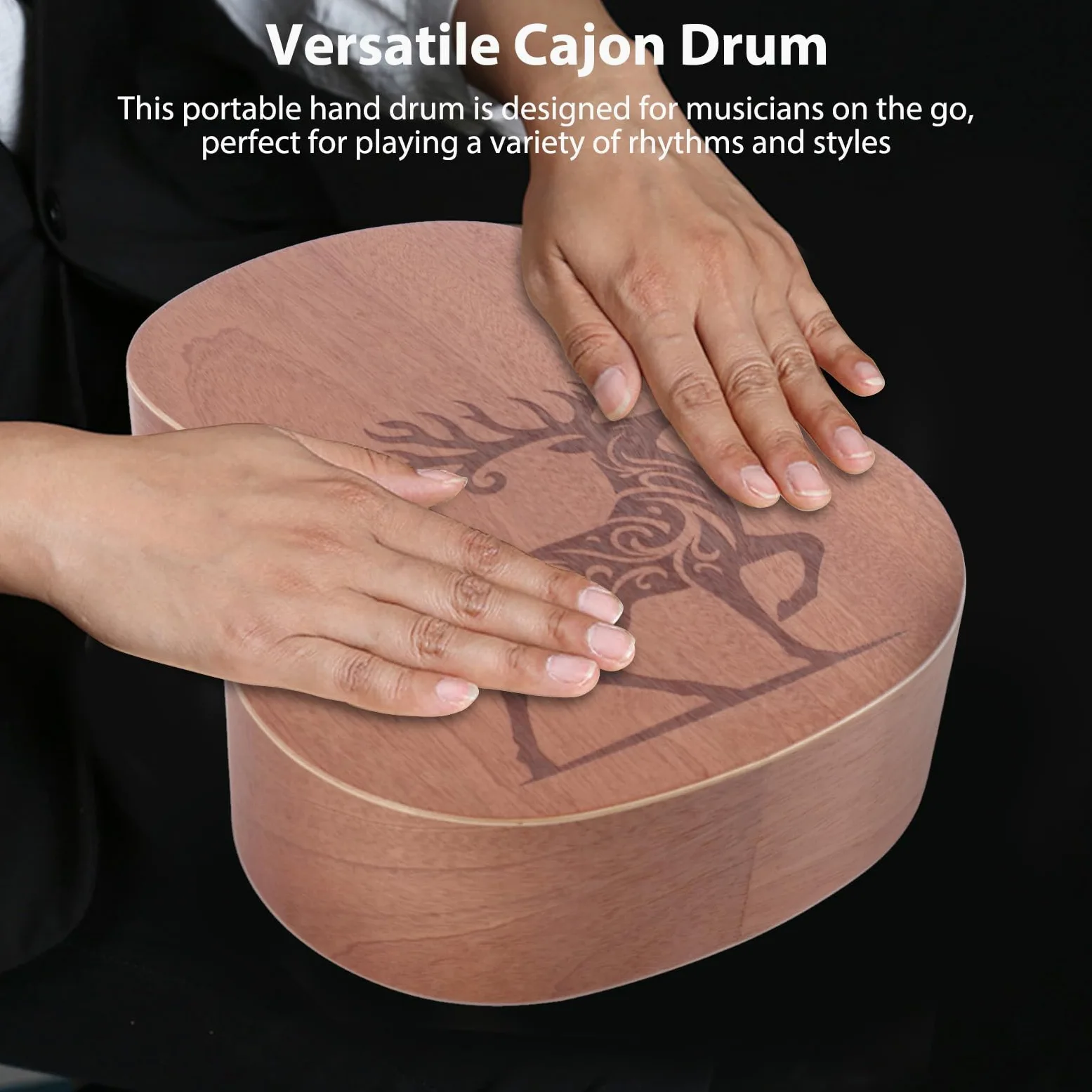 Walmeck Rockhouse Cajon Tamburo in Legno a Forma di Chitarra Strumento a Percussione Portatile con Tracolla per Campeggio Viaggio All'aperto