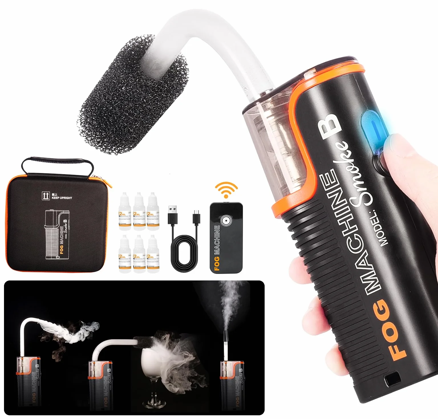 Lensgo - Macchina per il fumo mini, 40 W, telecomando senza fili, batteria, macchina per fumo portatile per fotografia, videografia, Halloween, matrimonio, festa, Smoke B