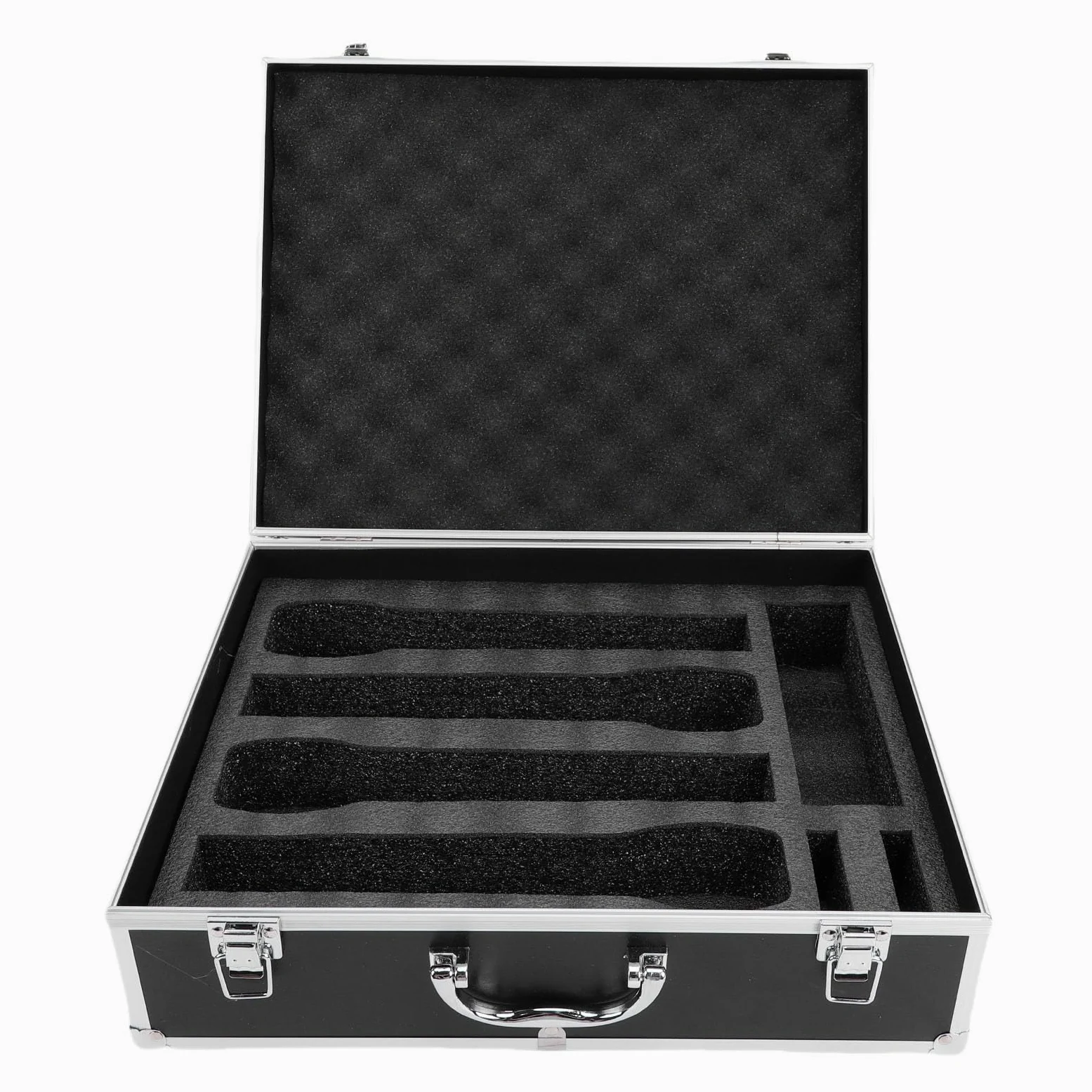 Custodia per microfono wireless, custodia rigida in alluminio per 4 microfoni, ricevitori, trasmettitori con rivestimento in schiuma
